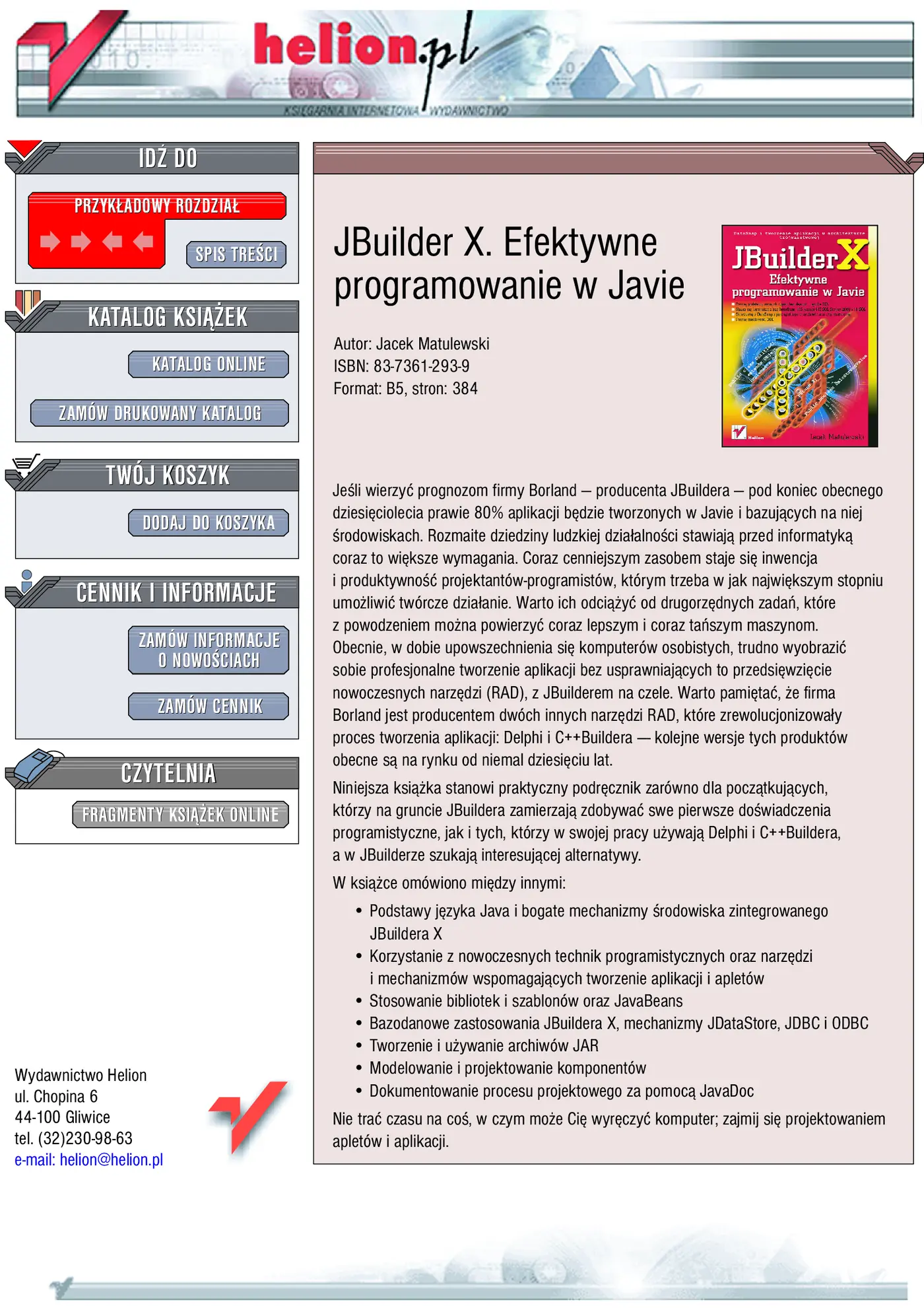 Fragment „JBuilder X. Efektywne programowanie w Javie” — strona 1 z 28