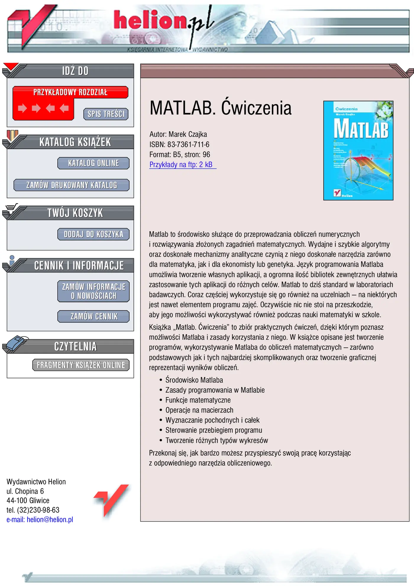 Fragment „MATLAB. Ćwiczenia” — strona 1 z 10