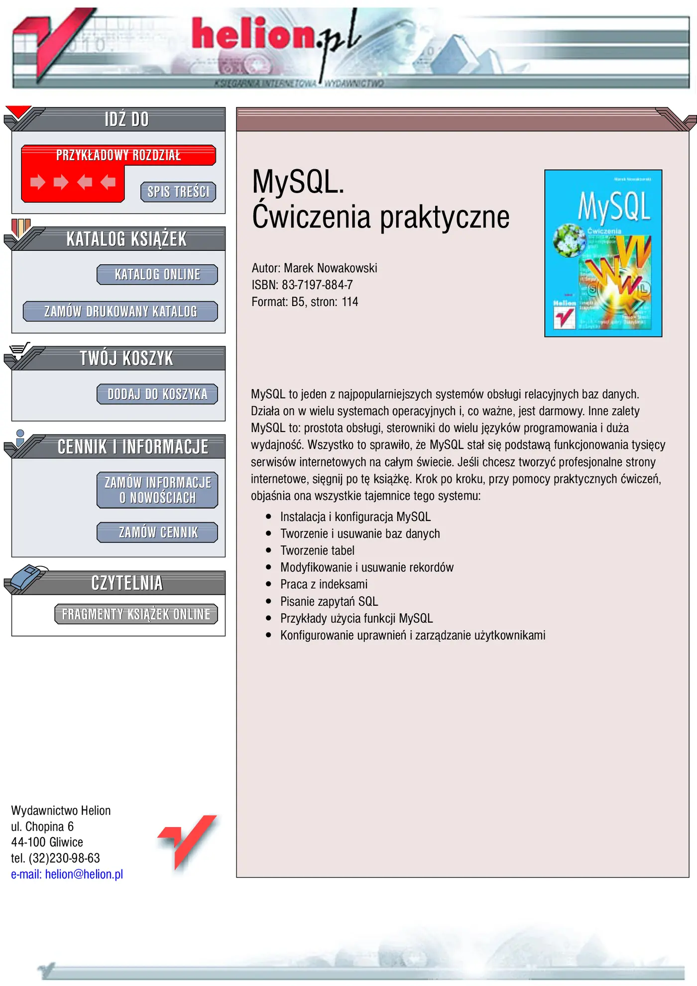 Fragment „MySQL. Ćwiczenia” — strona 1 z 12