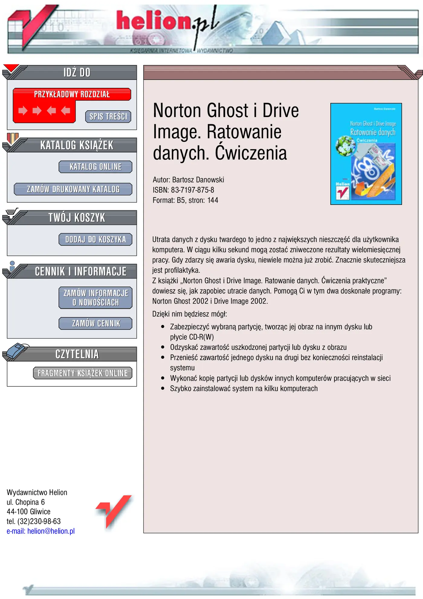 Fragment „Norton Ghost i Drive Image. Ratowanie danych. Ćwiczenia” — strona 1 z 7