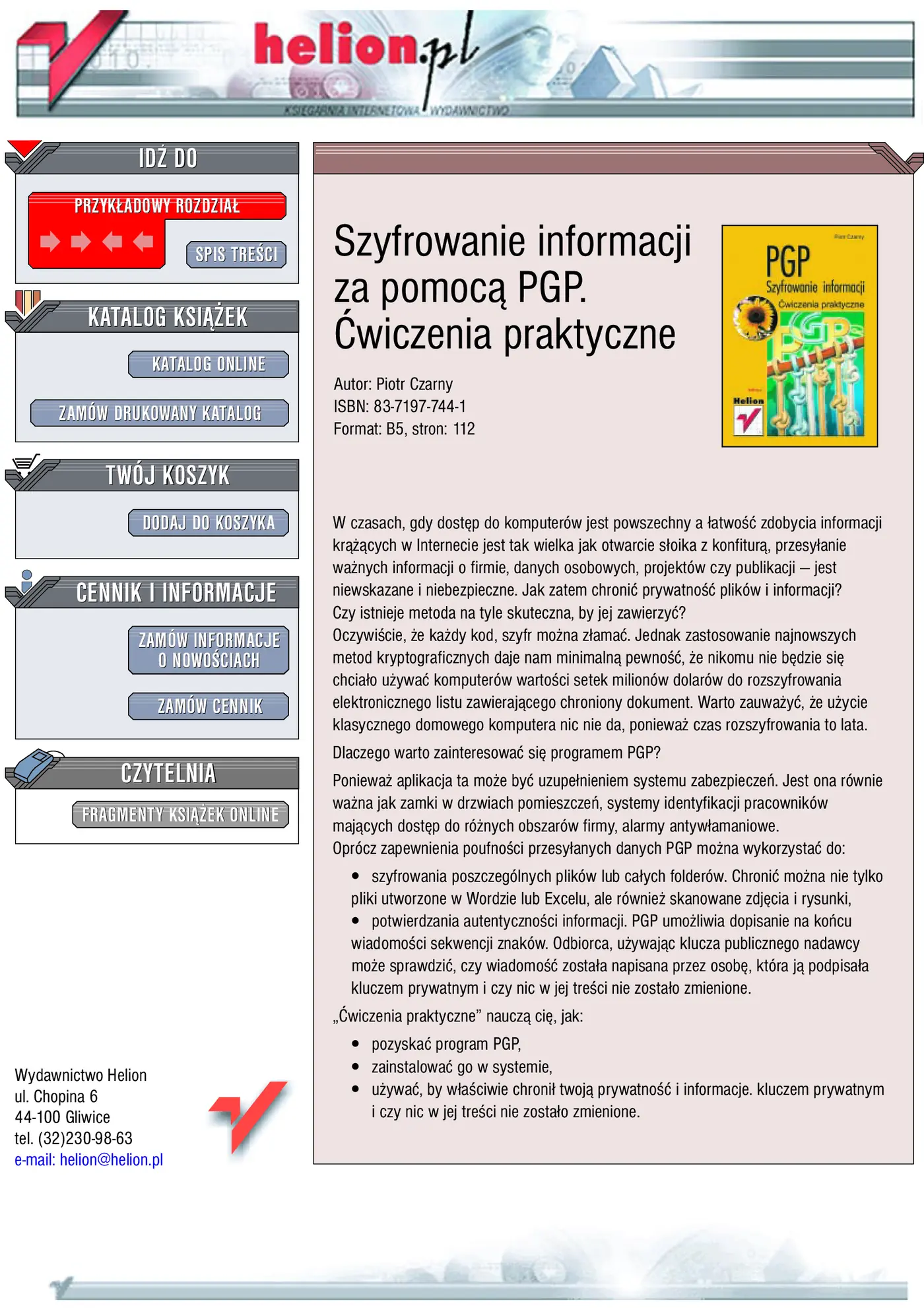 Fragment „PGP. Szyfrowanie informacji. Ćwiczenia praktyczne” — strona 1 z 9
