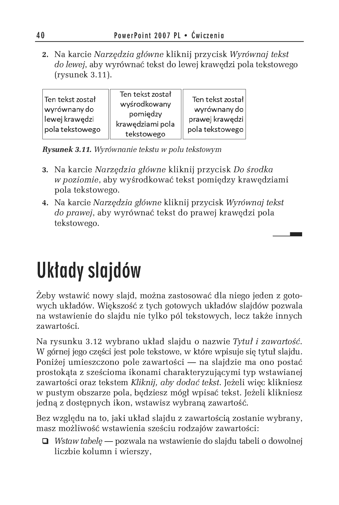 Fragment „PowerPoint 2007 PL. Ćwiczenia” — strona 12 z 38