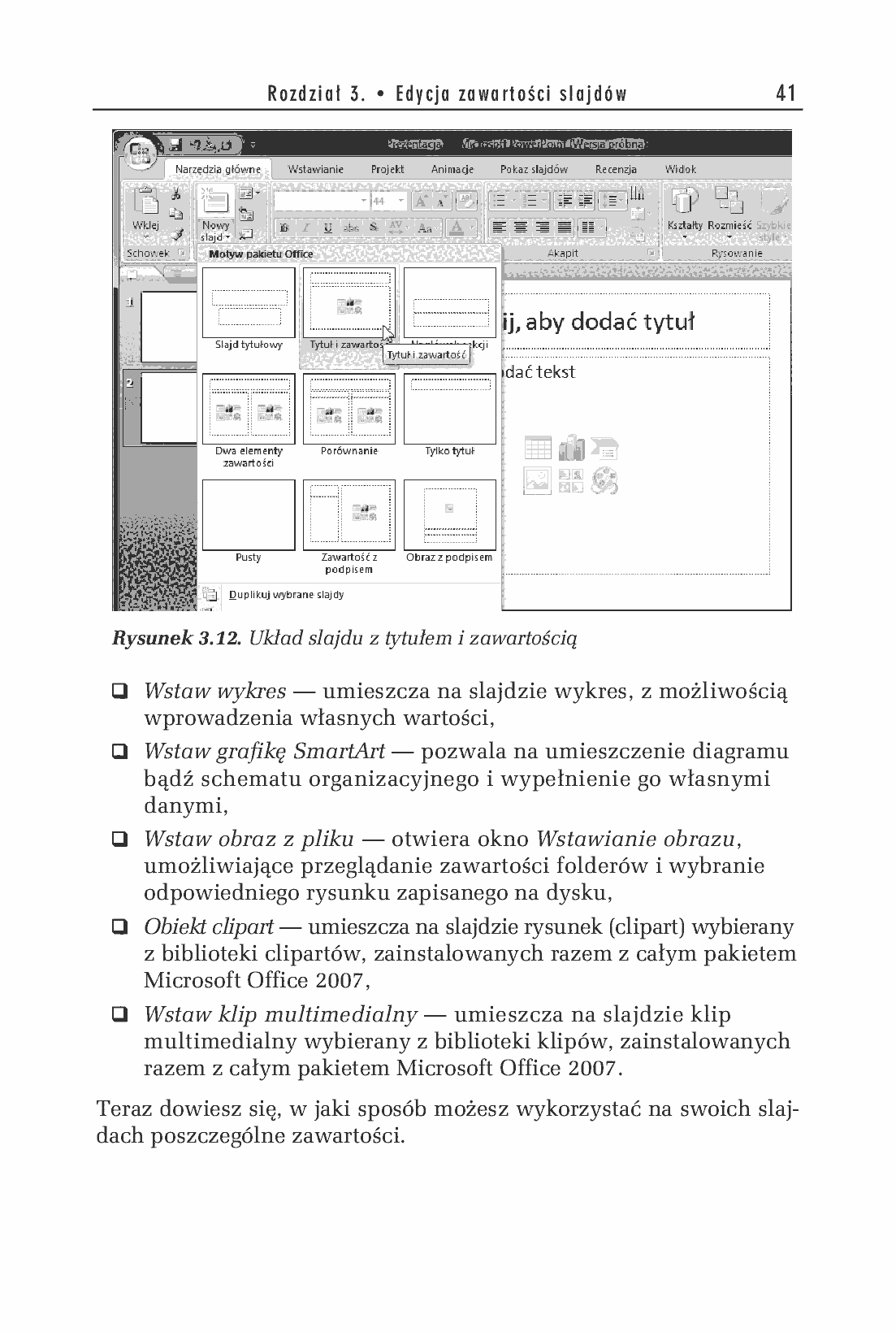 Fragment „PowerPoint 2007 PL. Ćwiczenia” — strona 13 z 38