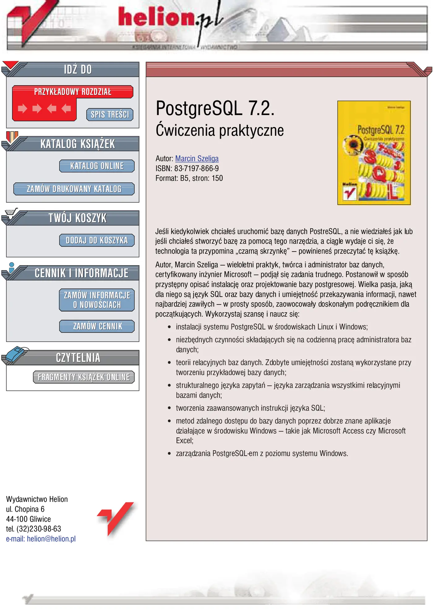 Fragment „PostgreSQL 7.2. Ćwiczenia praktyczne” — strona 1 z 25