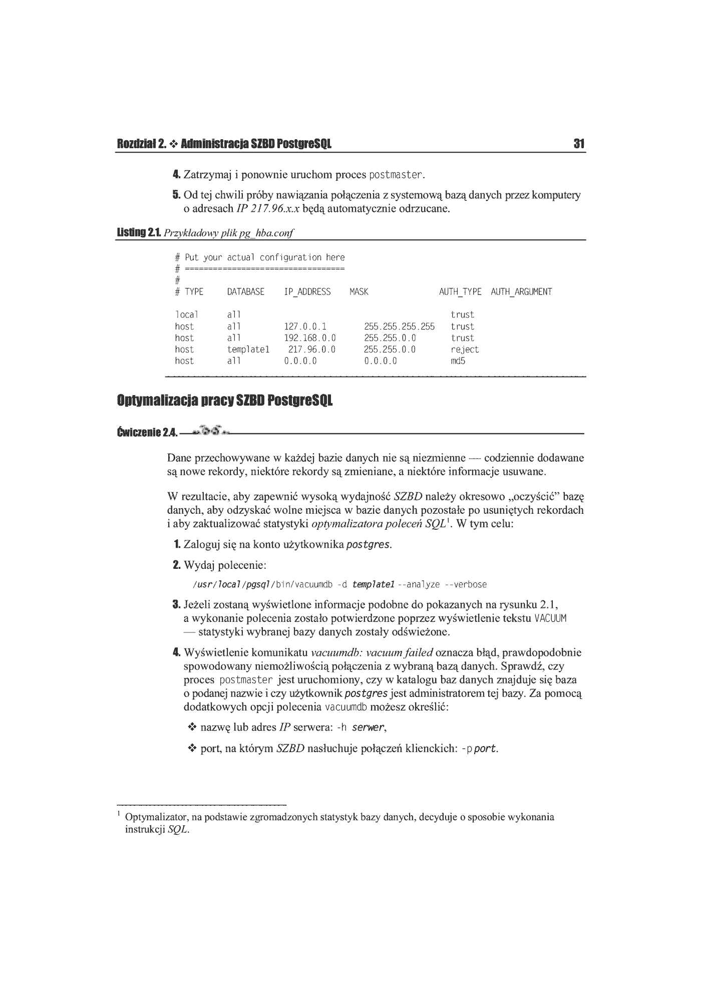 Fragment „PostgreSQL 7.2. Ćwiczenia praktyczne” — strona 6 z 25