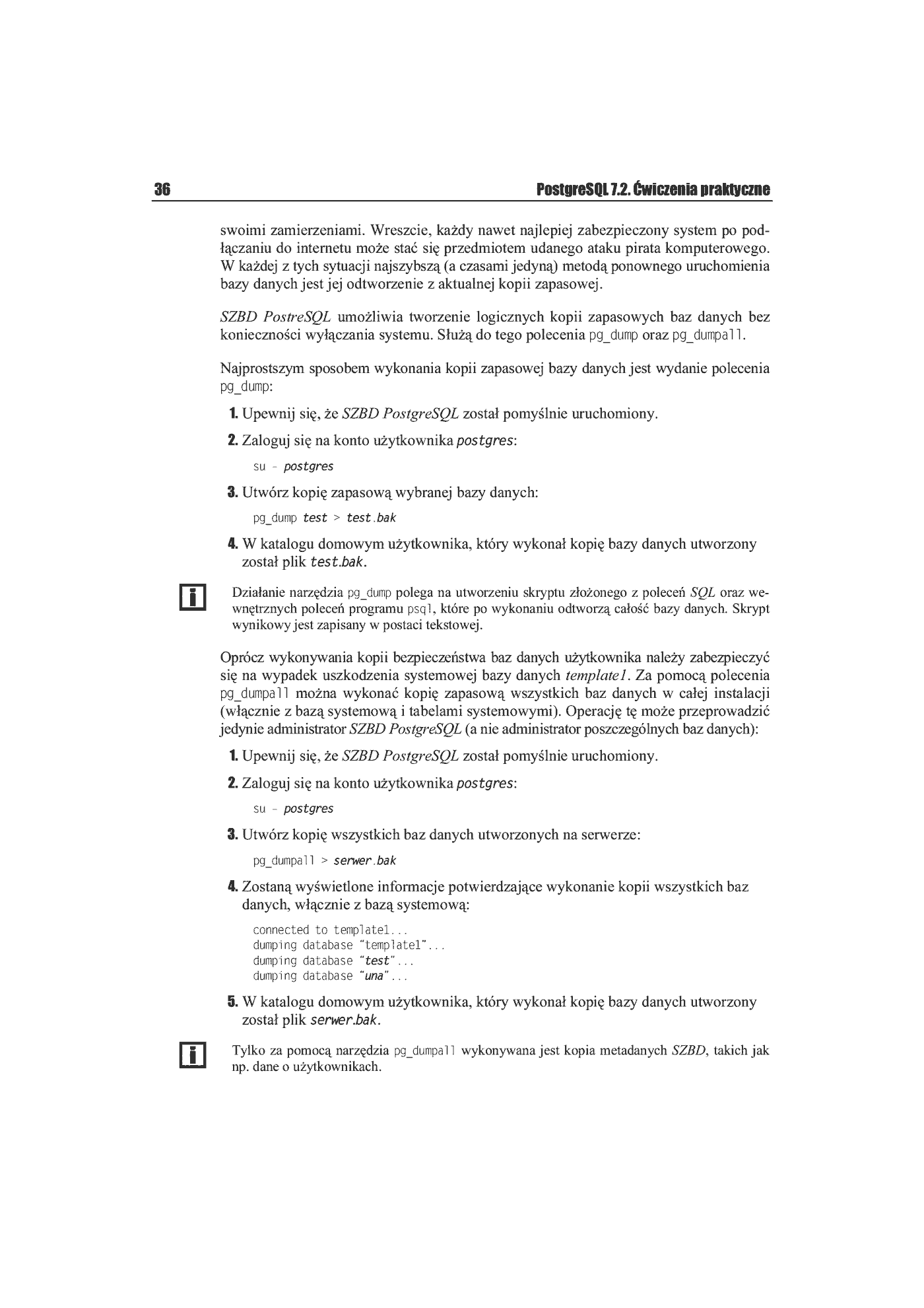 Fragment „PostgreSQL 7.2. Ćwiczenia praktyczne” — strona 11 z 25