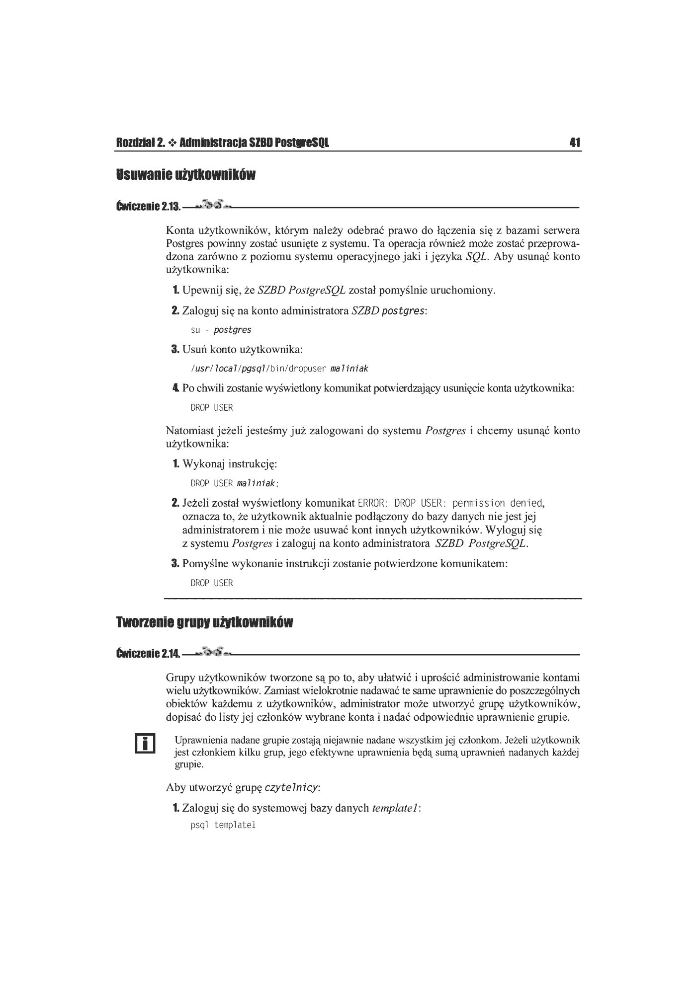 Fragment „PostgreSQL 7.2. Ćwiczenia praktyczne” — strona 16 z 25