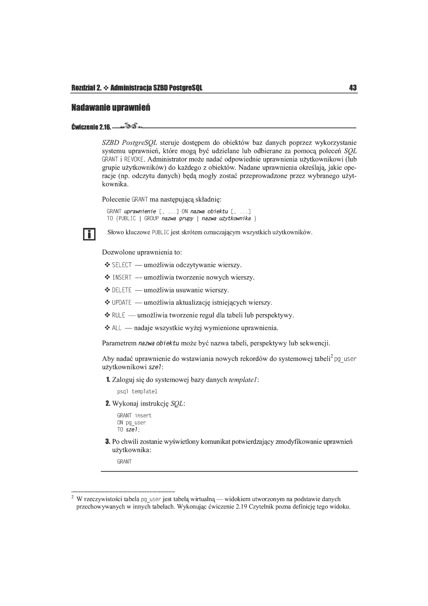 Fragment „PostgreSQL 7.2. Ćwiczenia praktyczne” — strona 18 z 25
