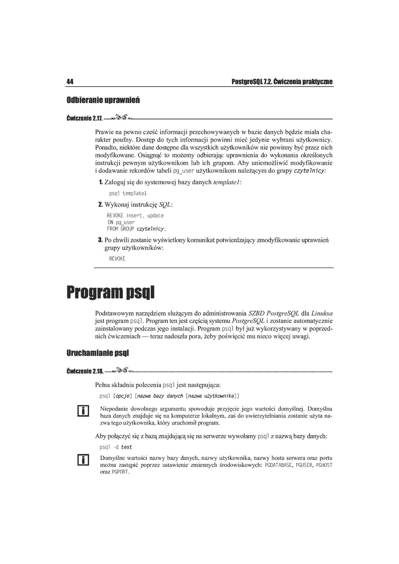 Fragment „PostgreSQL 7.2. Ćwiczenia praktyczne” — strona 19 z 25