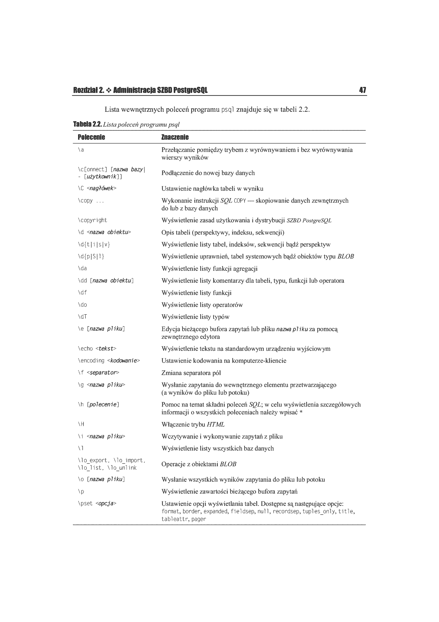 Fragment „PostgreSQL 7.2. Ćwiczenia praktyczne” — strona 22 z 25