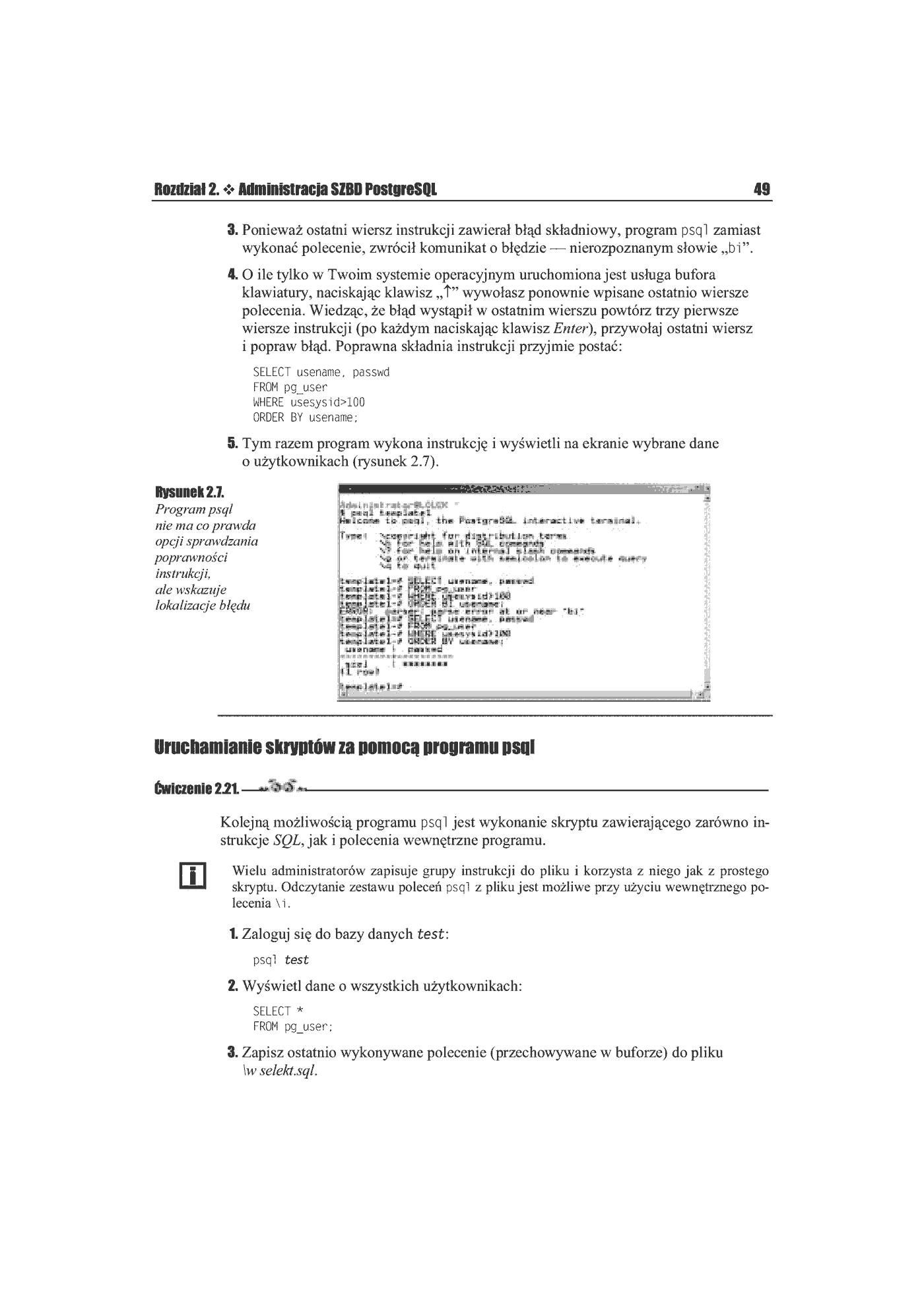 Fragment „PostgreSQL 7.2. Ćwiczenia praktyczne” — strona 24 z 25