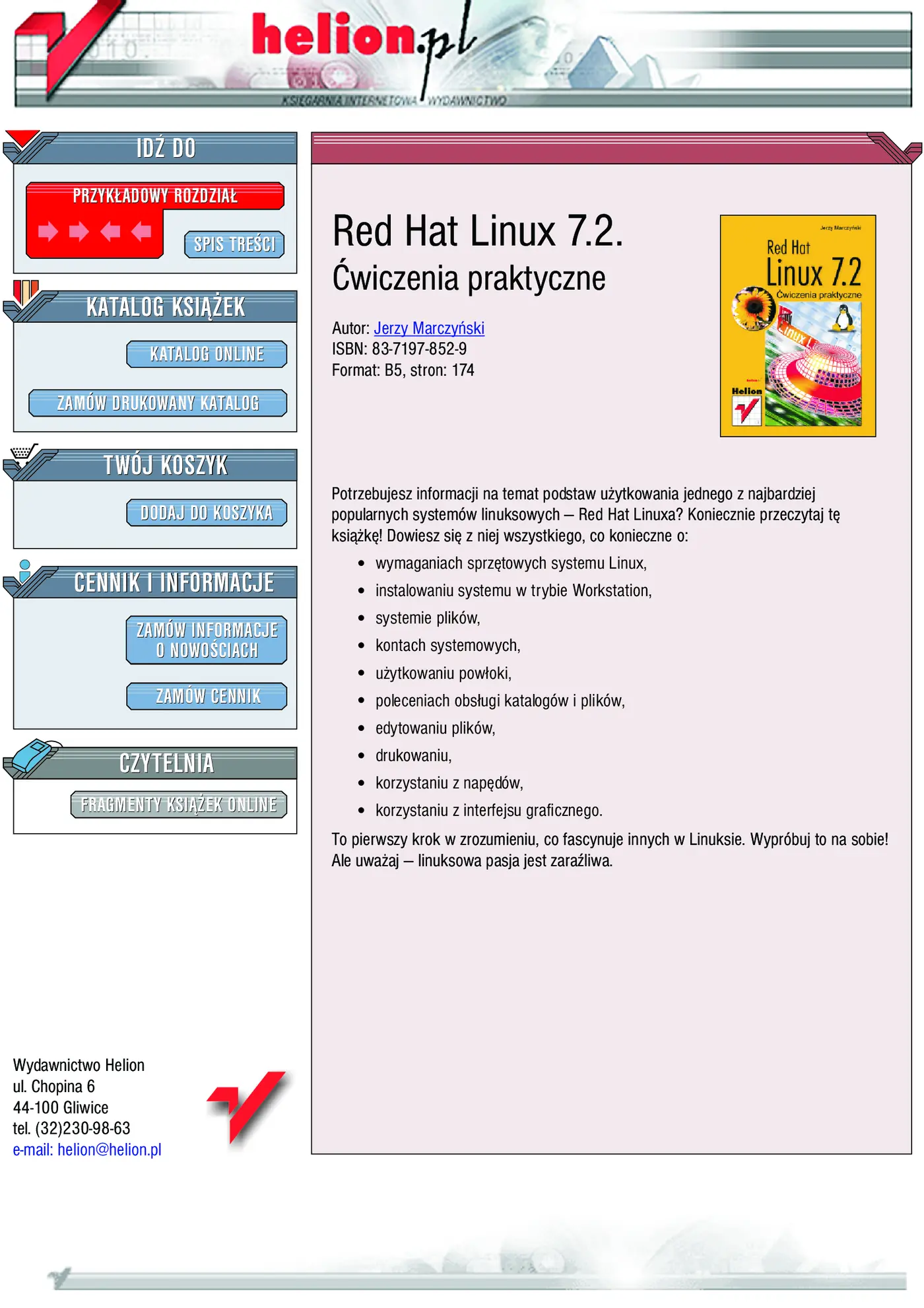 Fragment „Red Hat Linux 7.2. Ćwiczenia praktyczne” — strona 1 z 28