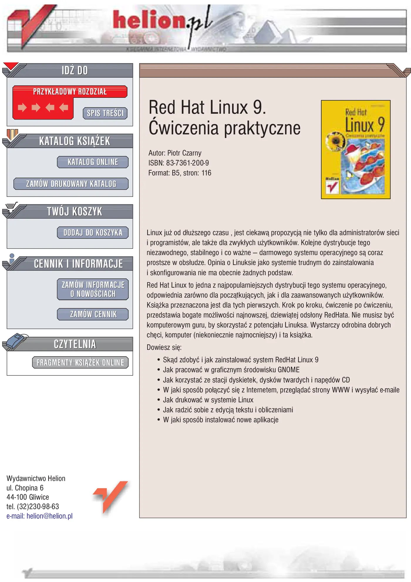 Fragment „Red Hat Linux 9. Ćwiczenia praktyczne” — strona 1 z 9