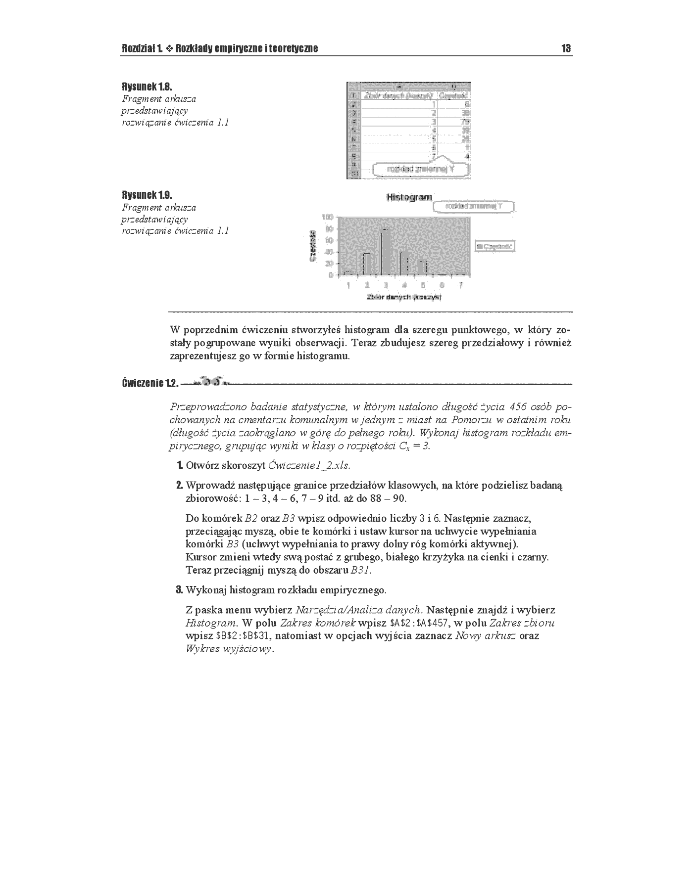 Fragment „Statystyka matematyczna w Excelu dla szkół. Ćwiczenia praktyczne” — strona 8 z 18