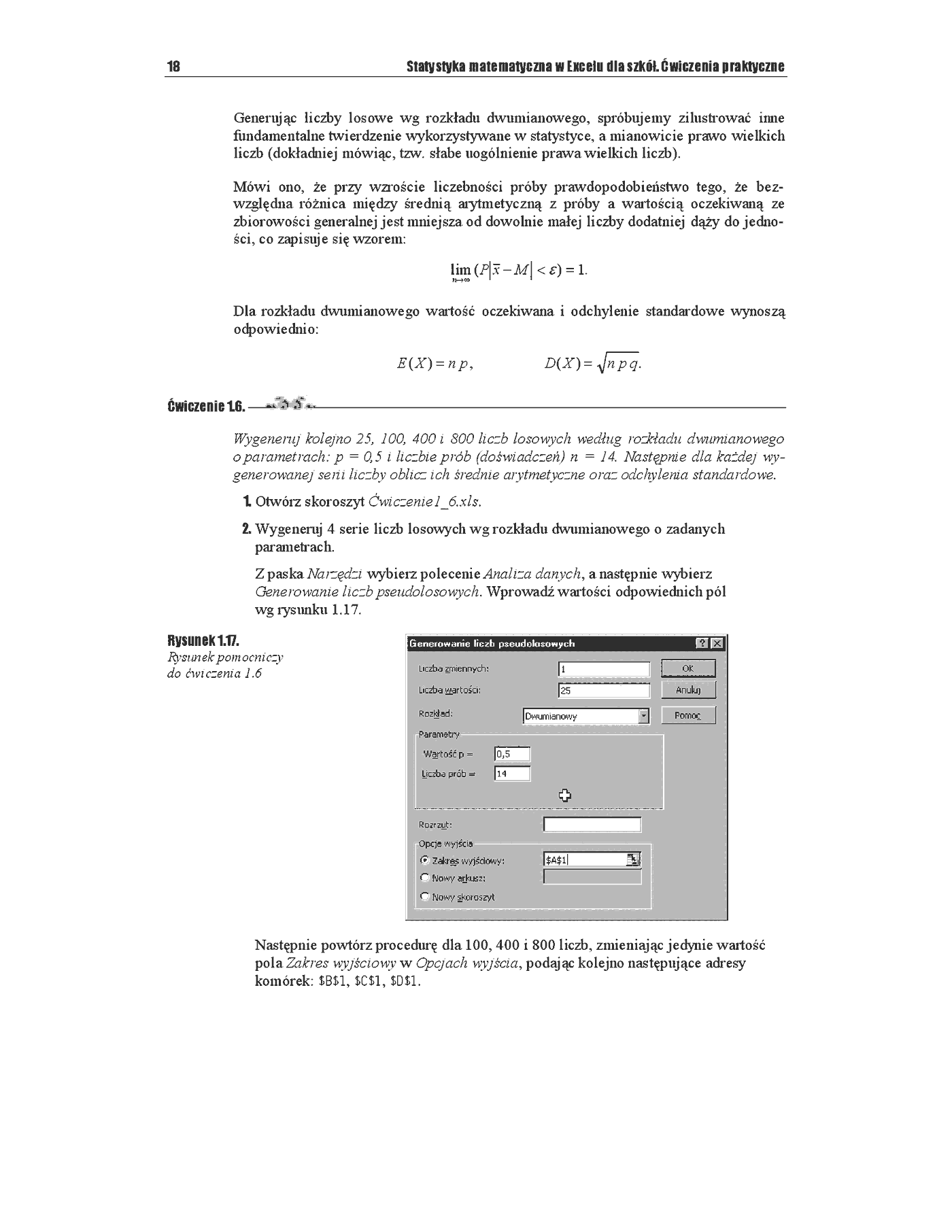 Fragment „Statystyka matematyczna w Excelu dla szkół. Ćwiczenia praktyczne” — strona 13 z 18