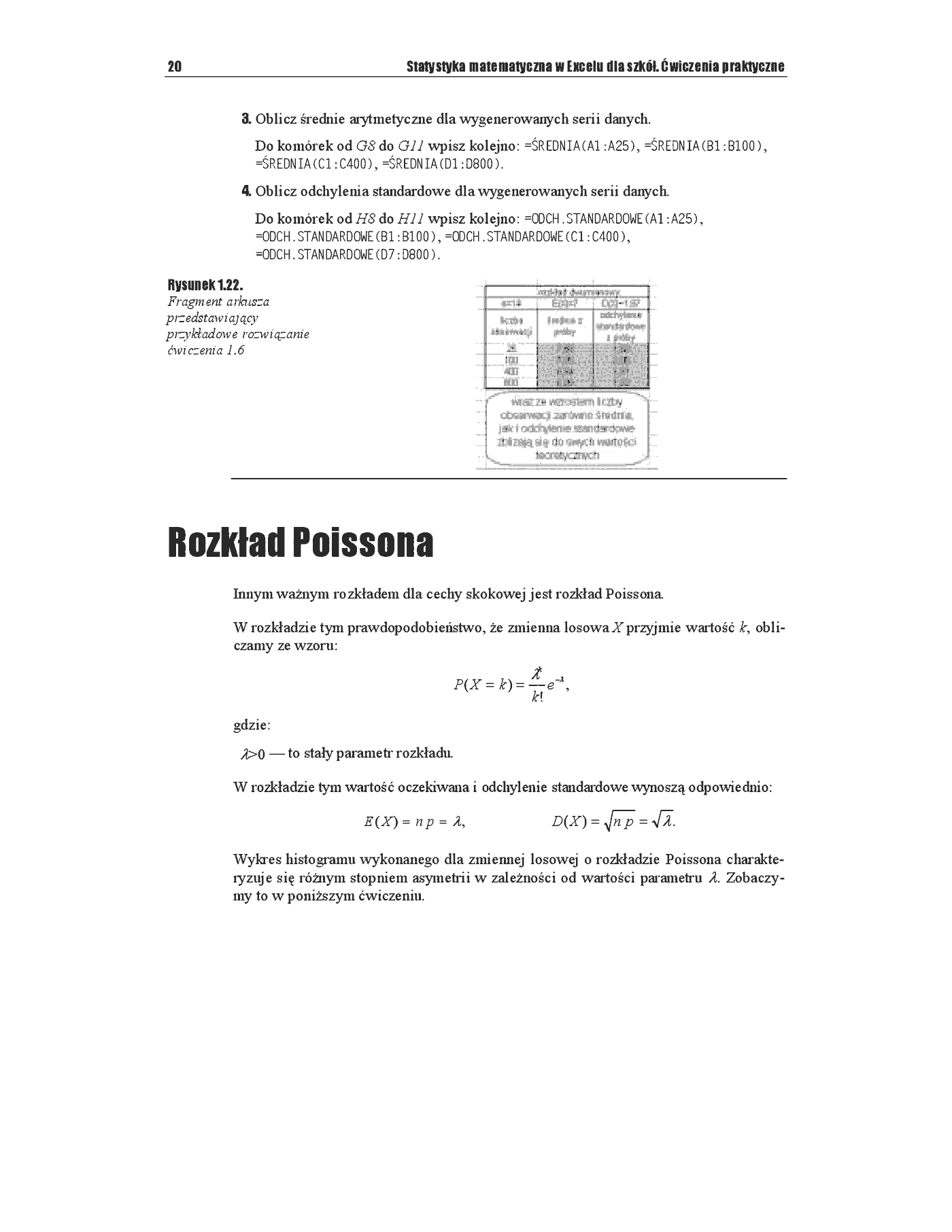 Fragment „Statystyka matematyczna w Excelu dla szkół. Ćwiczenia praktyczne” — strona 15 z 18