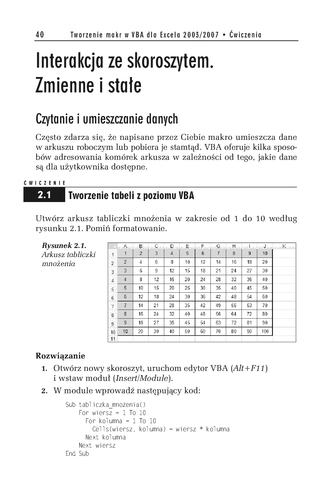 Fragment „Tworzenie makr w VBA dla Excela 2003/2007. Ćwiczenia” — strona 5 z 20