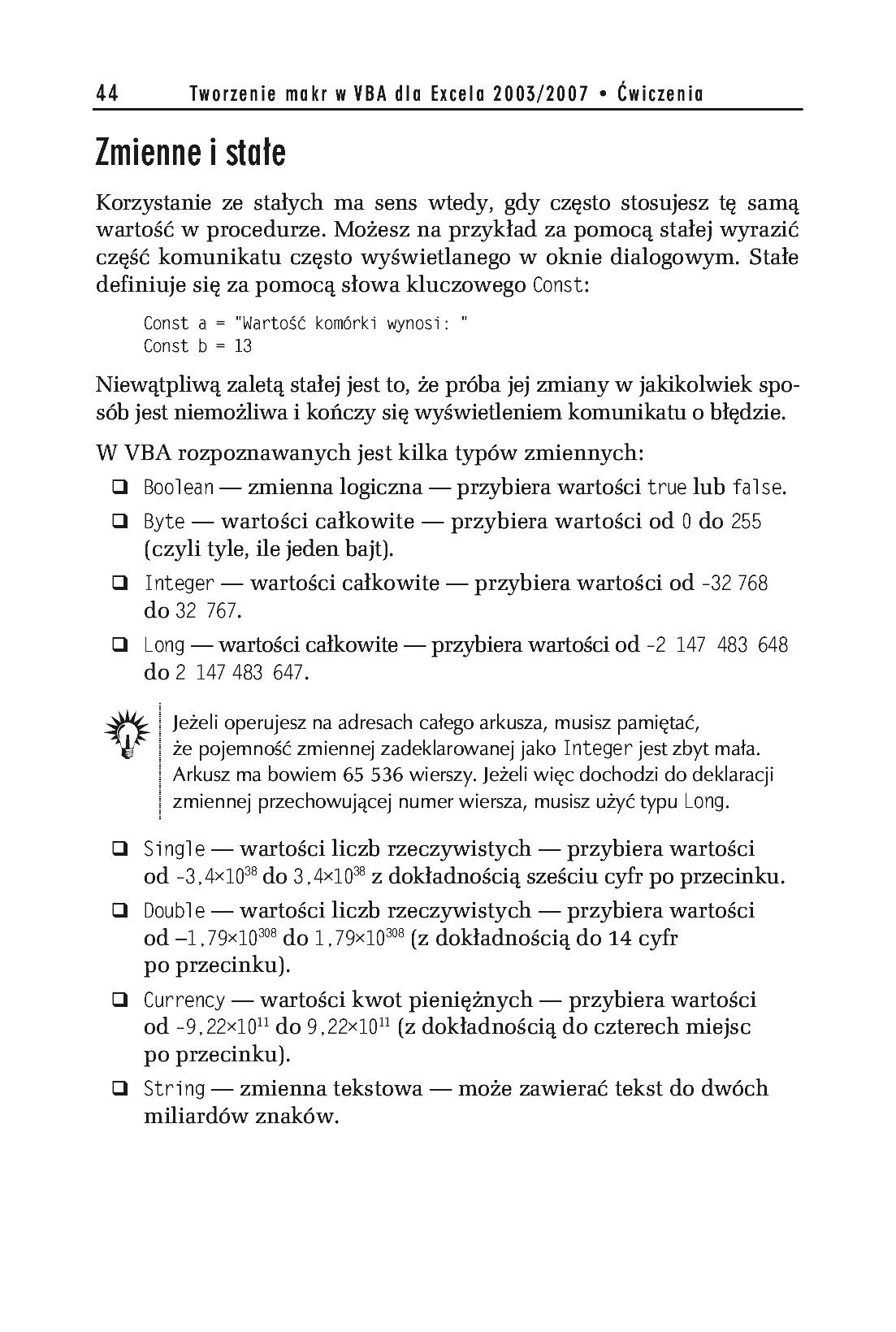 Fragment „Tworzenie makr w VBA dla Excela 2003/2007. Ćwiczenia” — strona 9 z 20