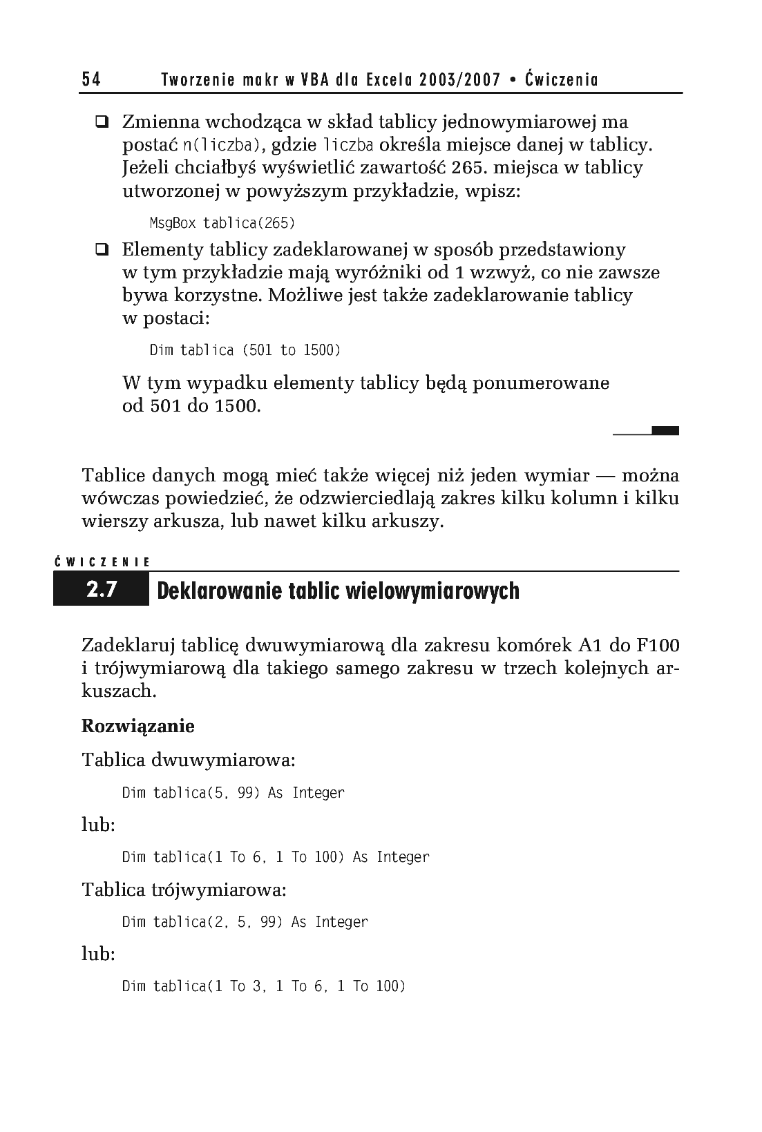 Fragment „Tworzenie makr w VBA dla Excela 2003/2007. Ćwiczenia” — strona 19 z 20
