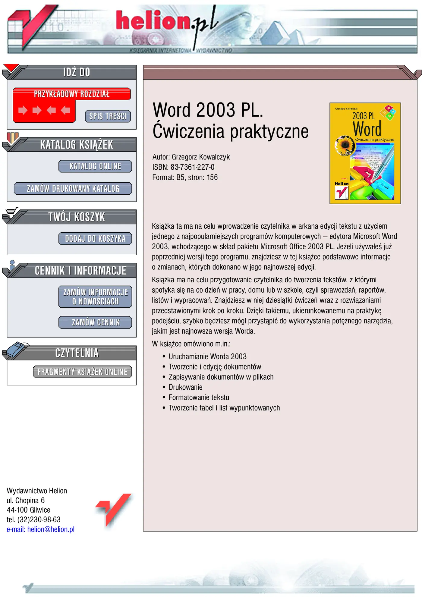 Fragment „Word 2003 PL. Ćwiczenia praktyczne” — strona 1 z 13