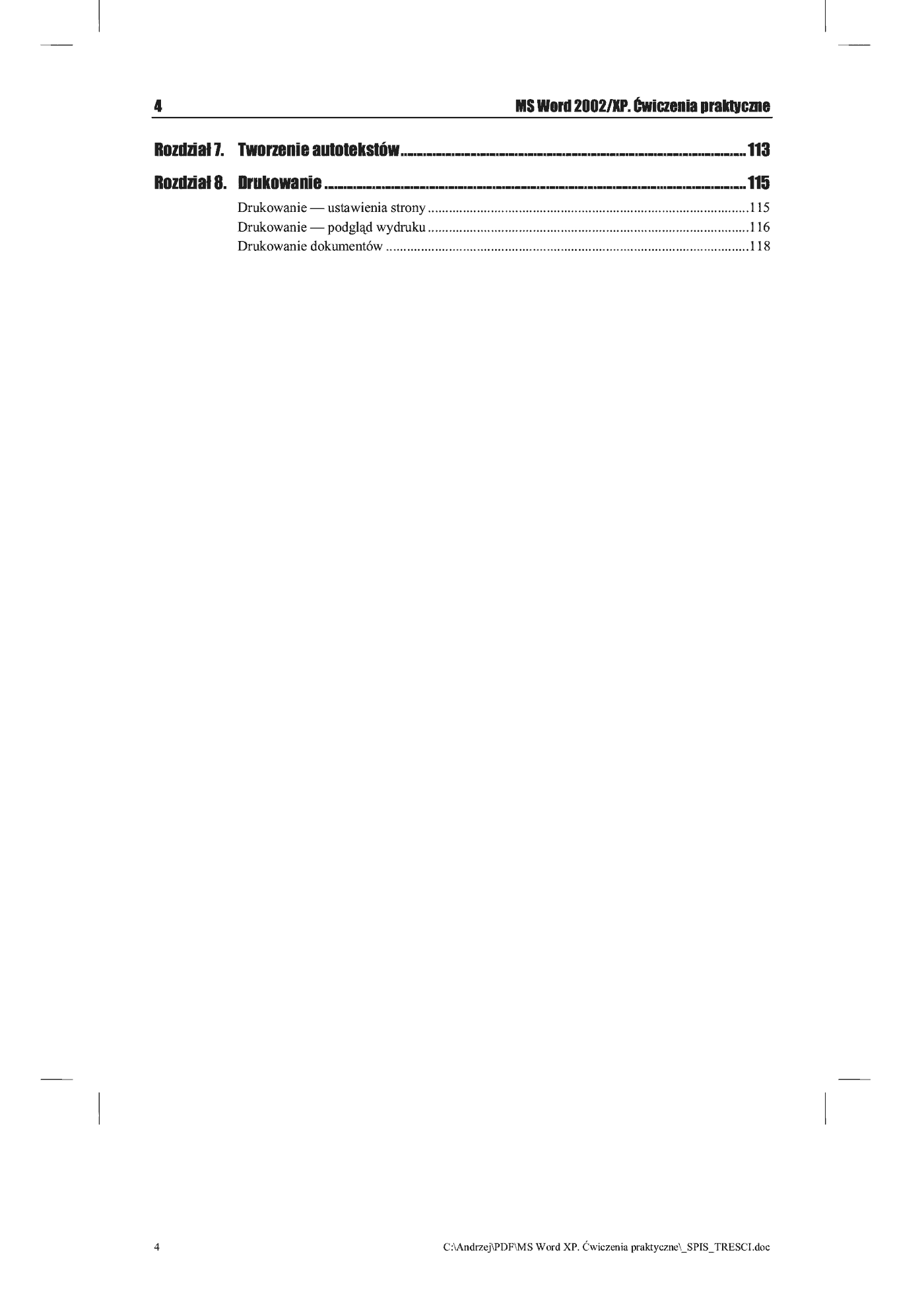 Fragment „MS Word 2002/XP. Ćwiczenia praktyczne” — strona 3 z 27