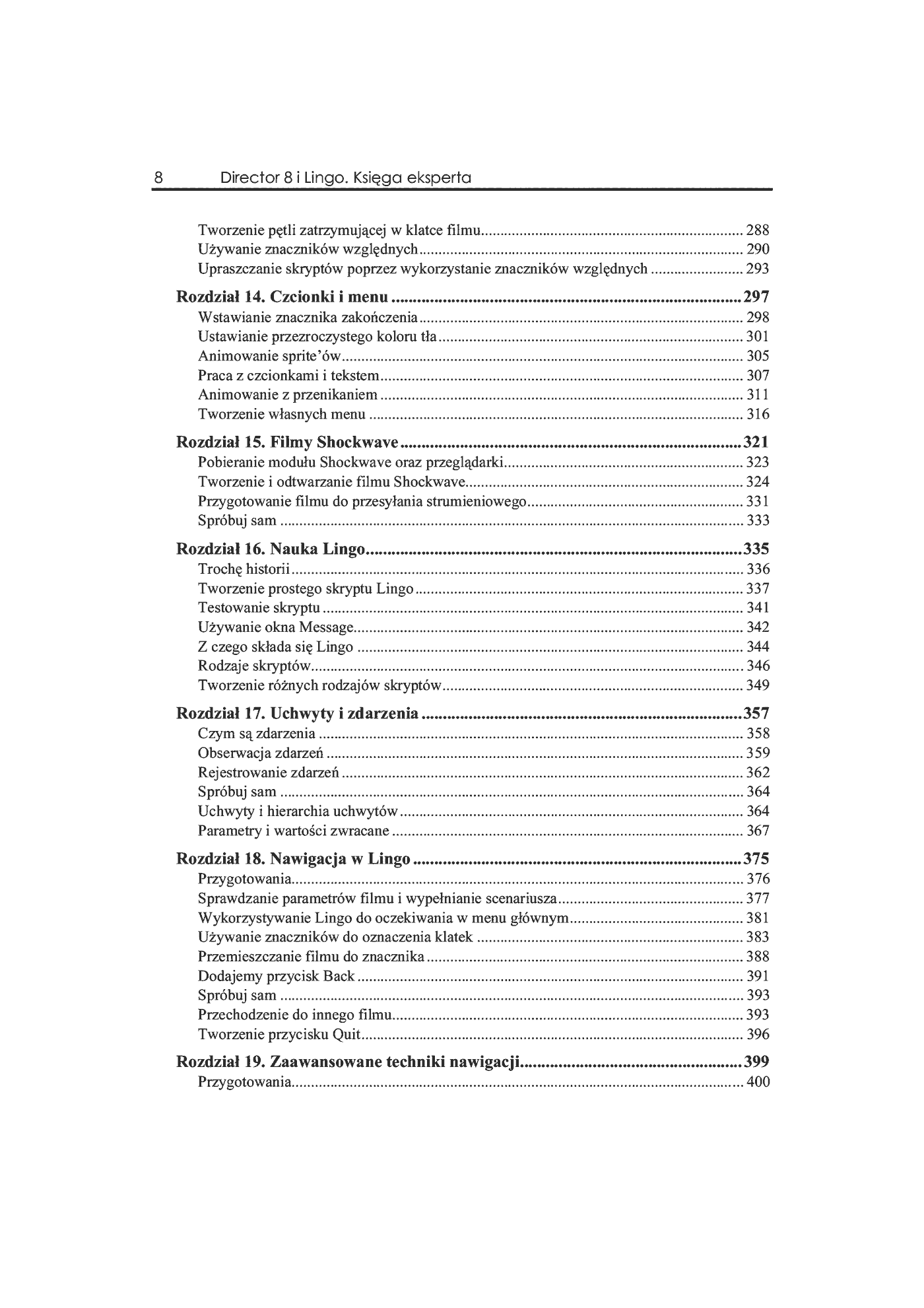 Fragment „Director 8 i Lingo. Księga eksperta” — strona 5 z 36