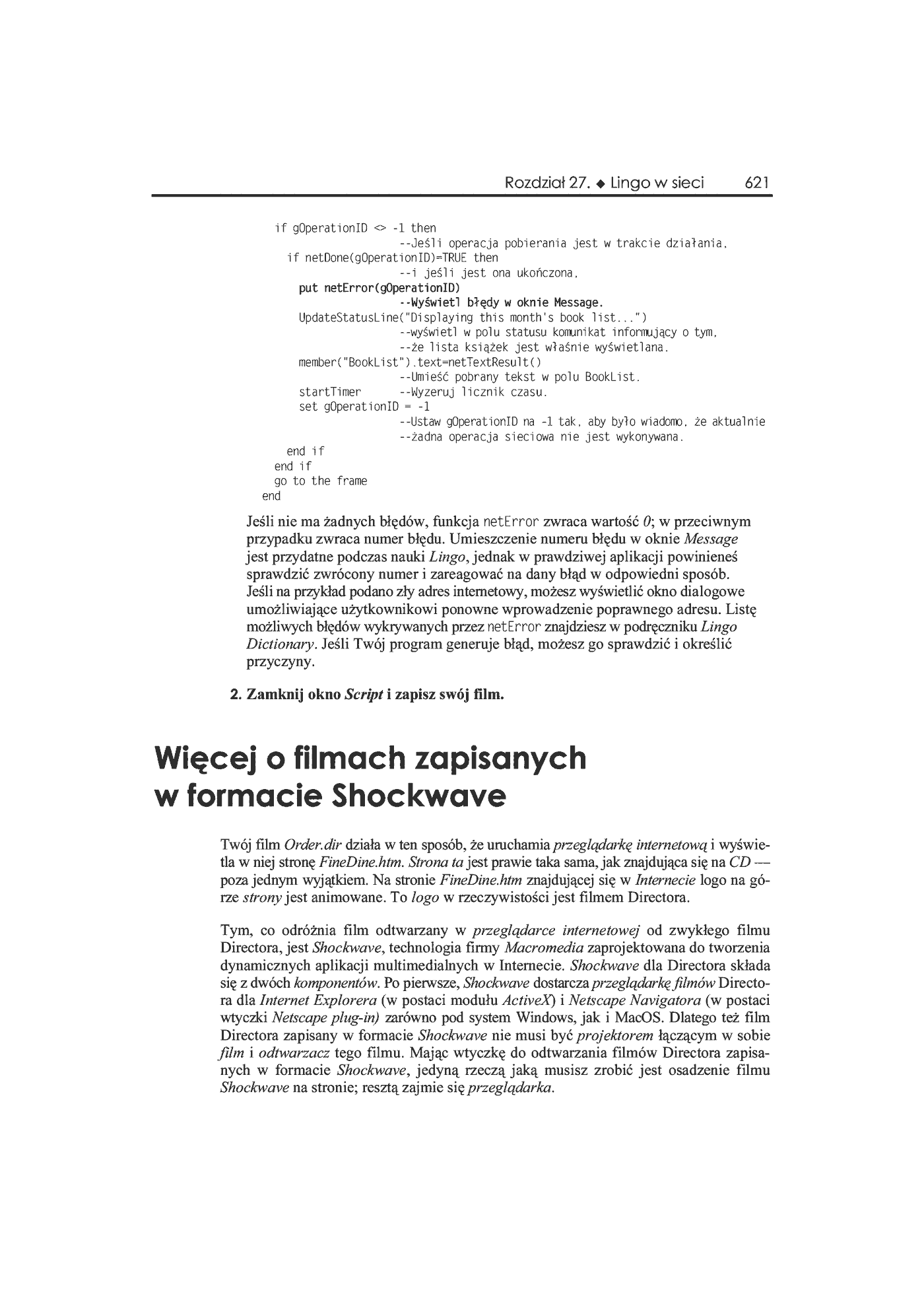 Fragment „Director 8 i Lingo. Księga eksperta” — strona 34 z 36