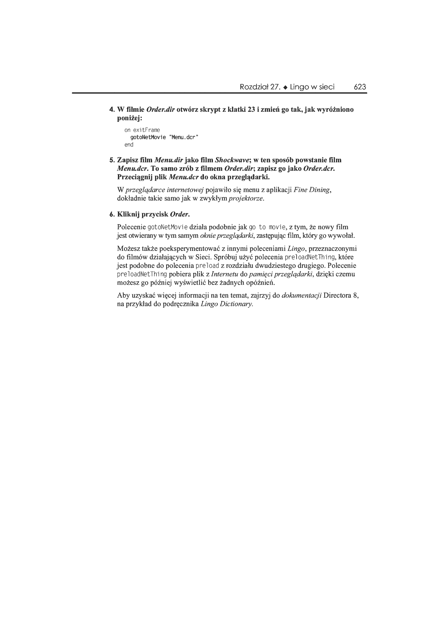 Fragment „Director 8 i Lingo. Księga eksperta” — strona 36 z 36