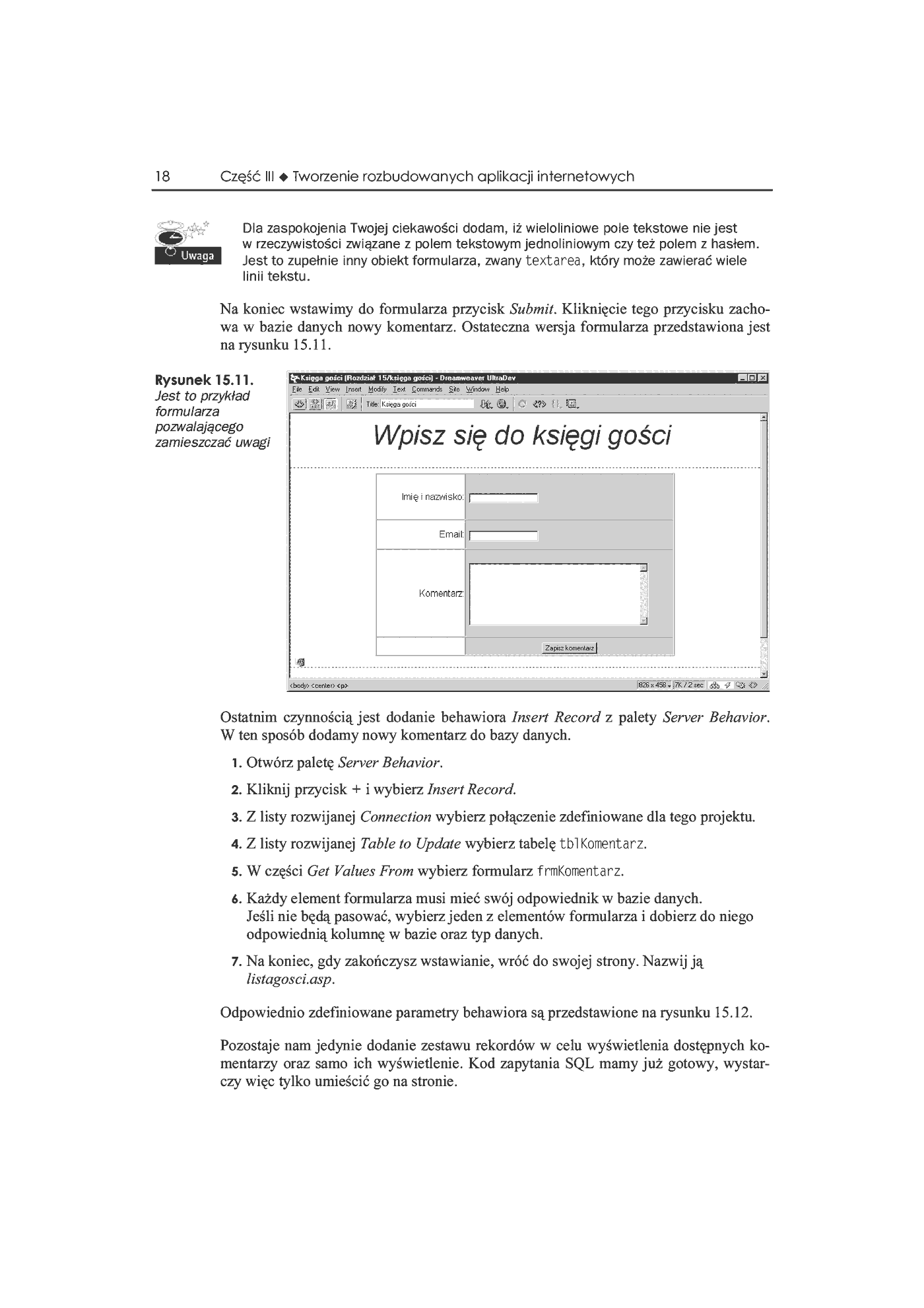 Fragment „Dreamweaver UltraDev 4. Vademecum profesjonalisty” — strona 29 z 33