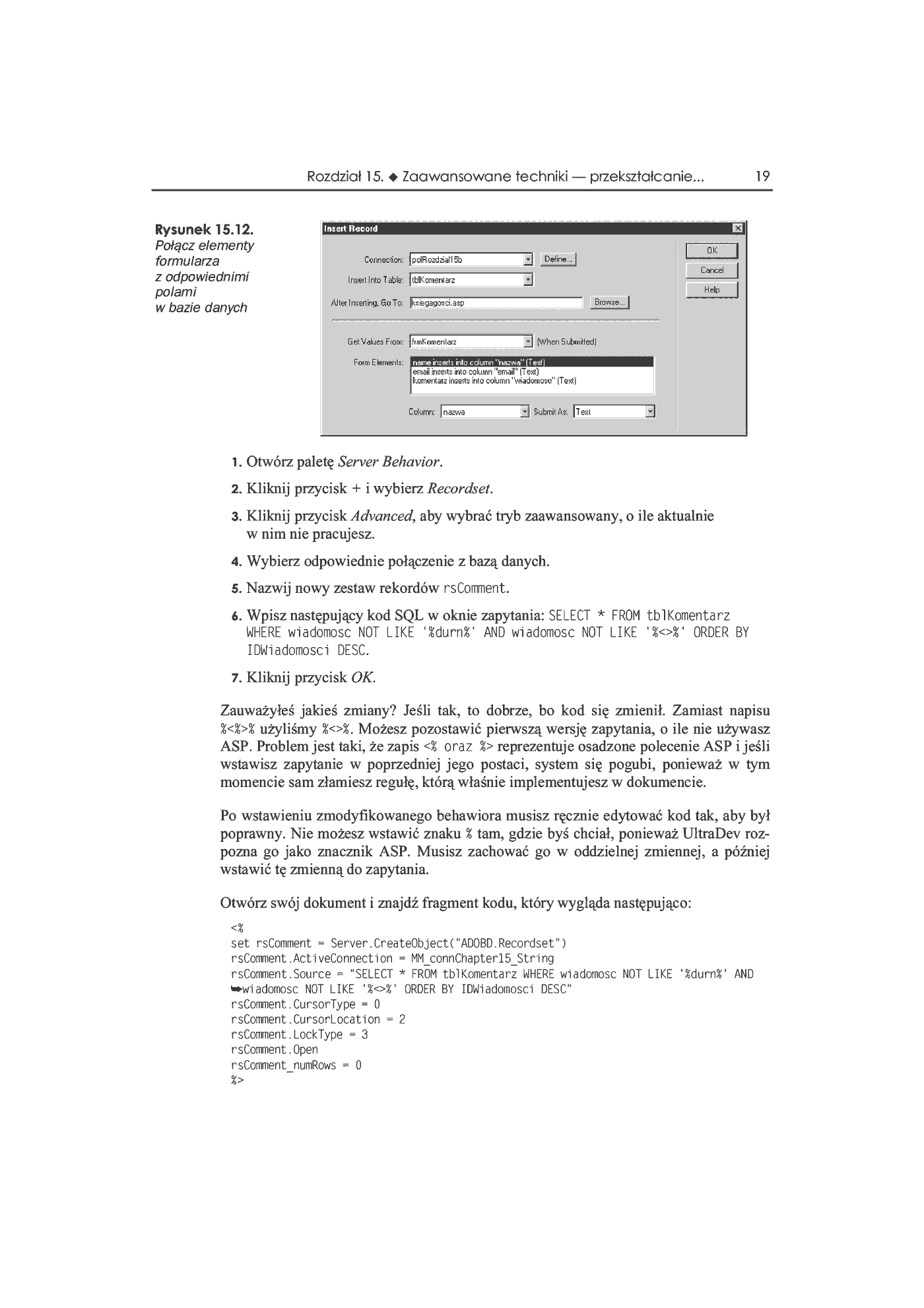 Fragment „Dreamweaver UltraDev 4. Vademecum profesjonalisty” — strona 30 z 33