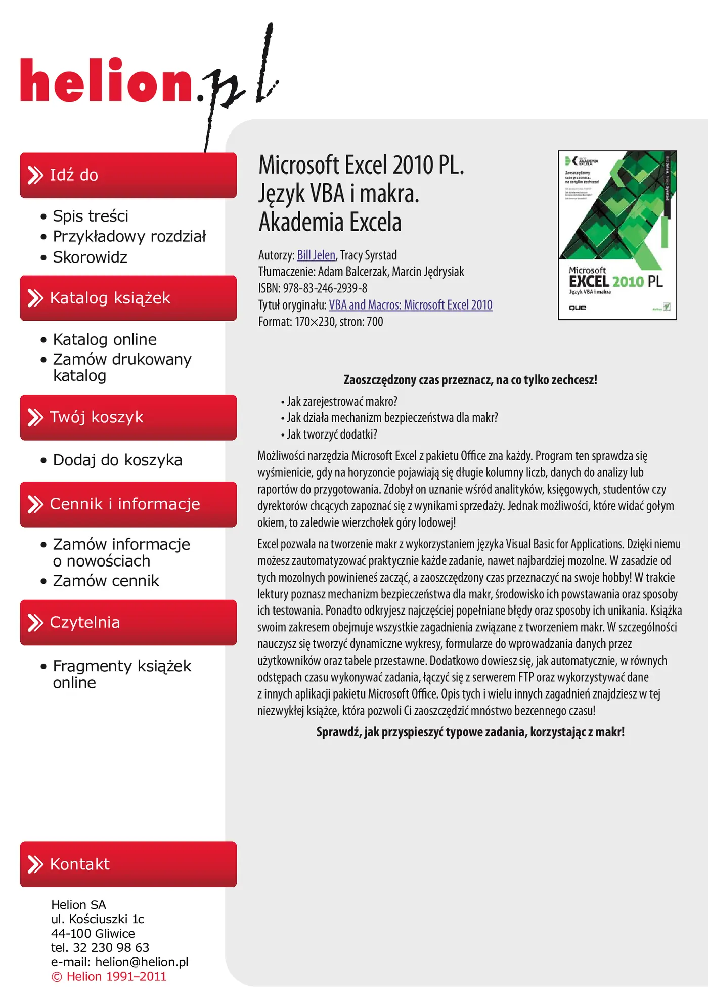 Fragment „Microsoft Excel 2010 PL. Język VBA i makra. Akademia Excela” — strona 2 z 85