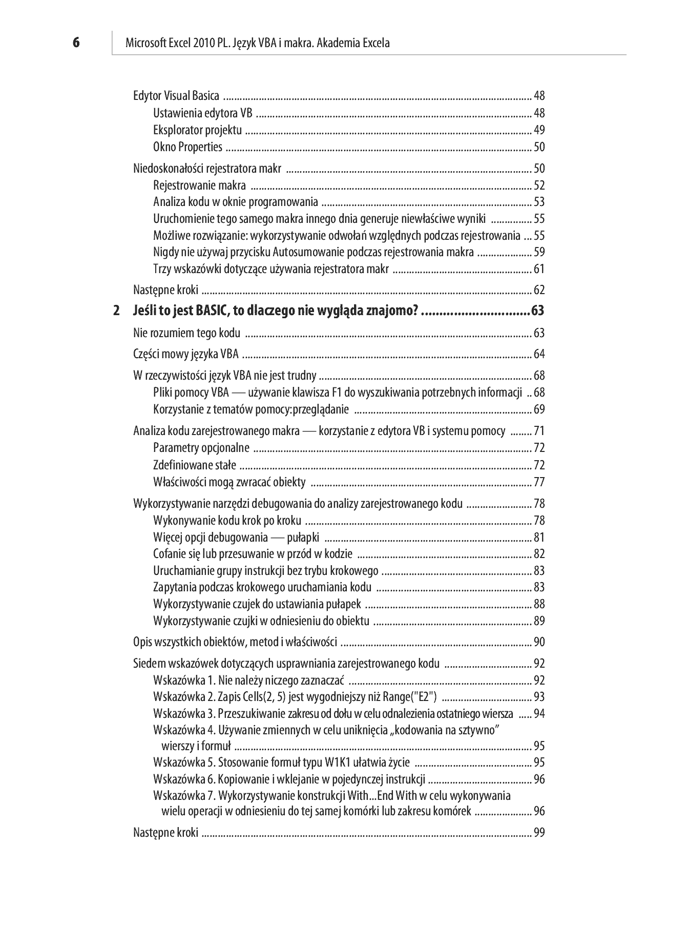 Fragment „Microsoft Excel 2010 PL. Język VBA i makra. Akademia Excela” — strona 4 z 85