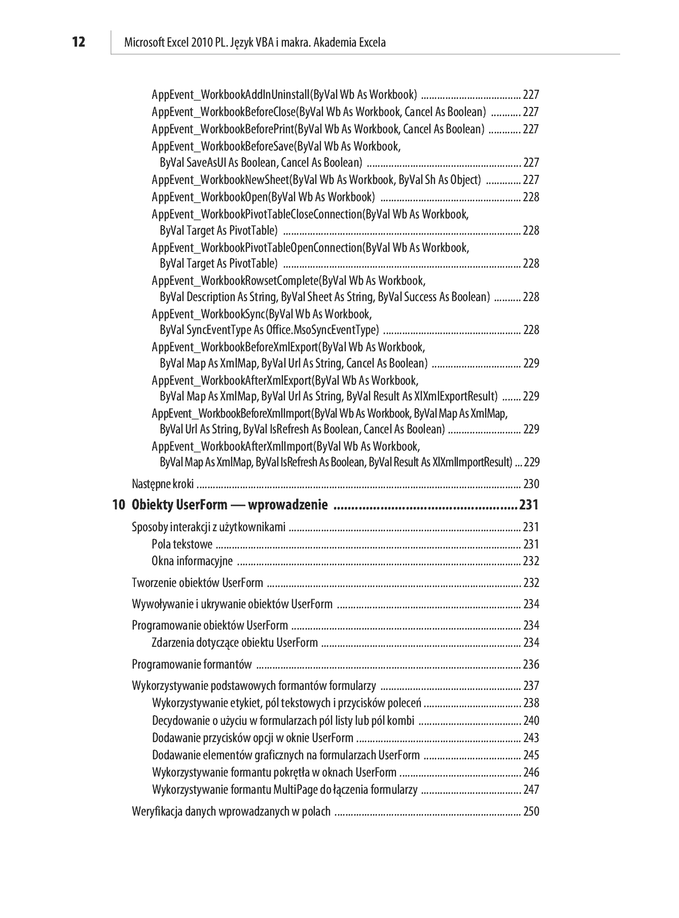 Fragment „Microsoft Excel 2010 PL. Język VBA i makra. Akademia Excela” — strona 10 z 85