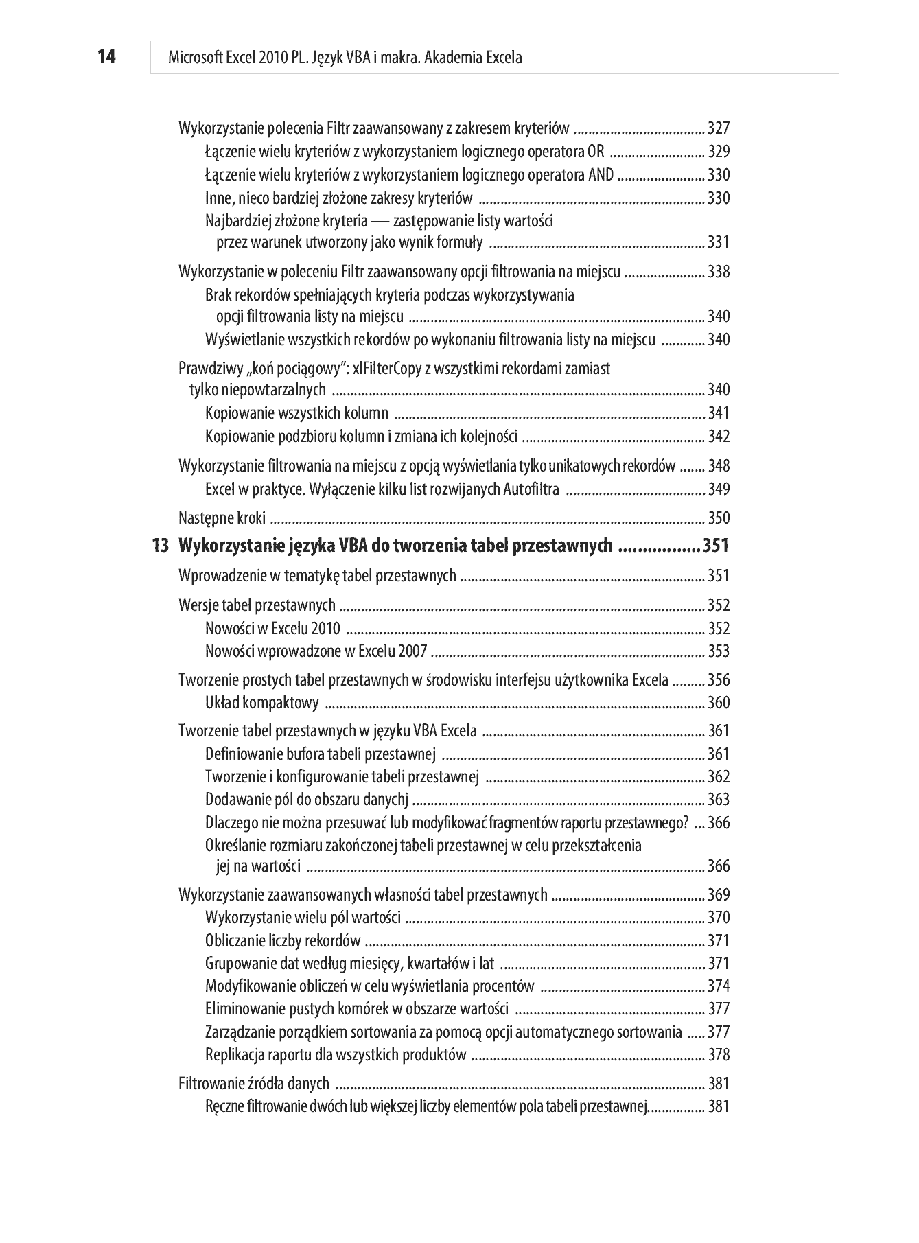 Fragment „Microsoft Excel 2010 PL. Język VBA i makra. Akademia Excela” — strona 12 z 85