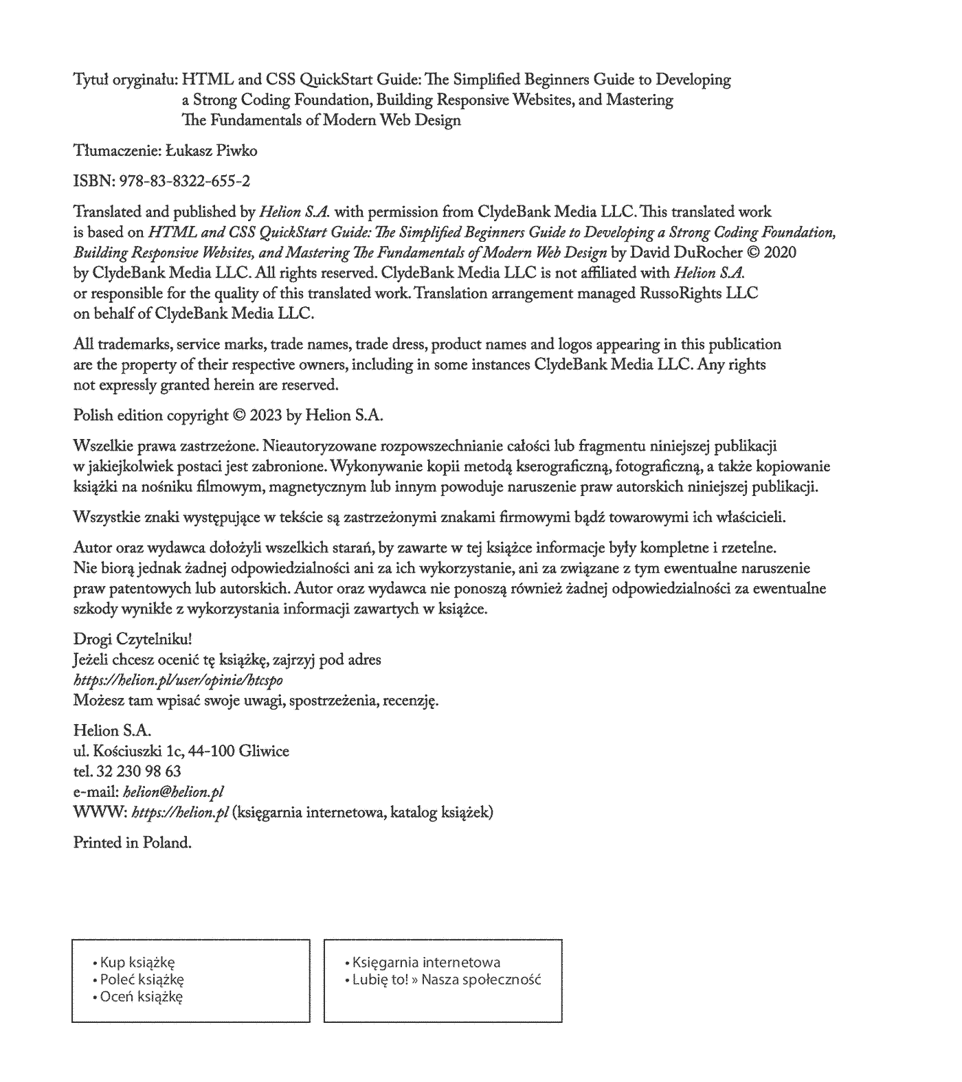 Fragment „HTML i CSS. Przewodnik dla początkujących. Solidne podstawy kodowania i projektowania responsywnych stron internetowych” — strona 2 z 28