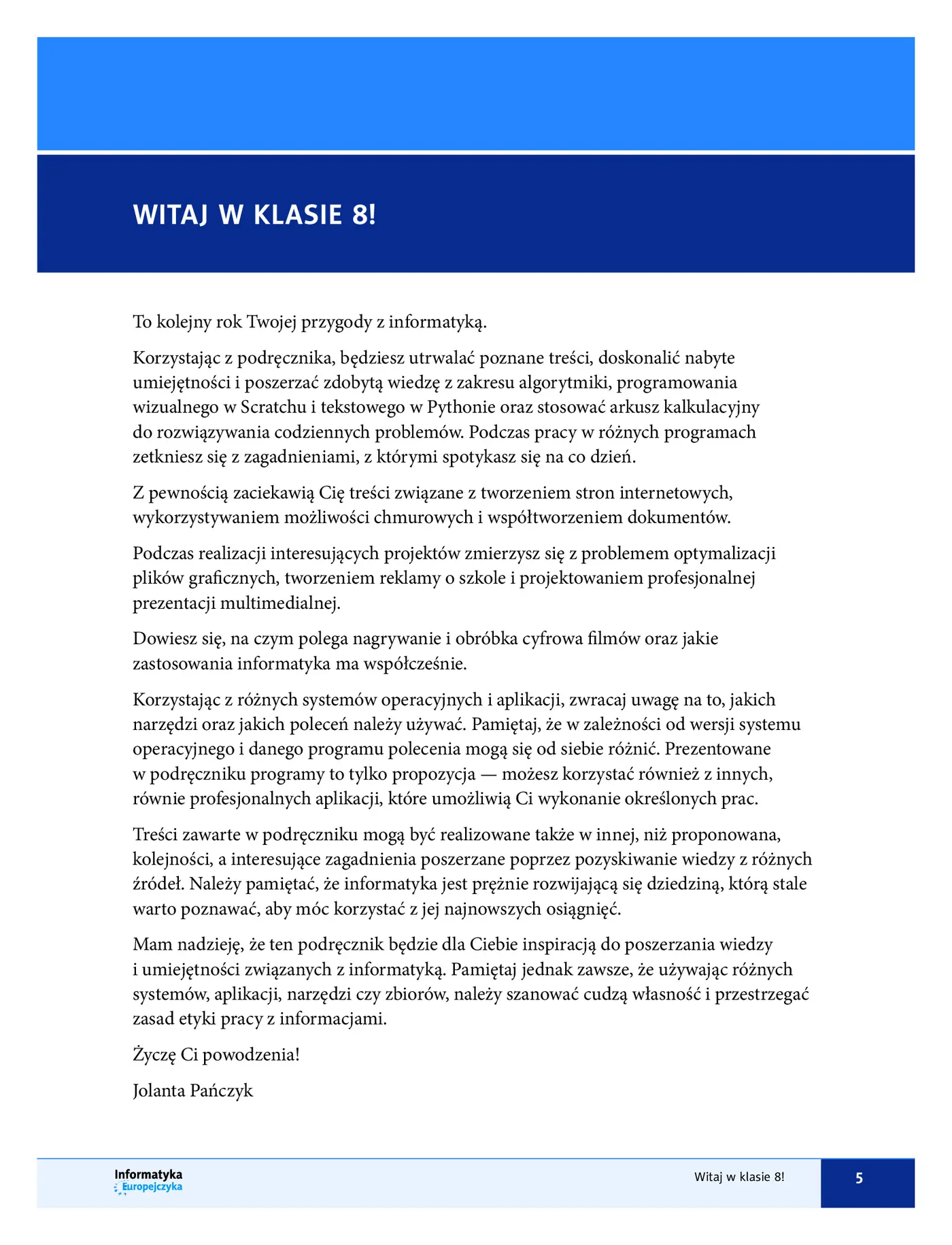 Fragment „Informatyka Europejczyka. Podręcznik dla szkoły podstawowej. Klasa 8” — strona 5 z 22