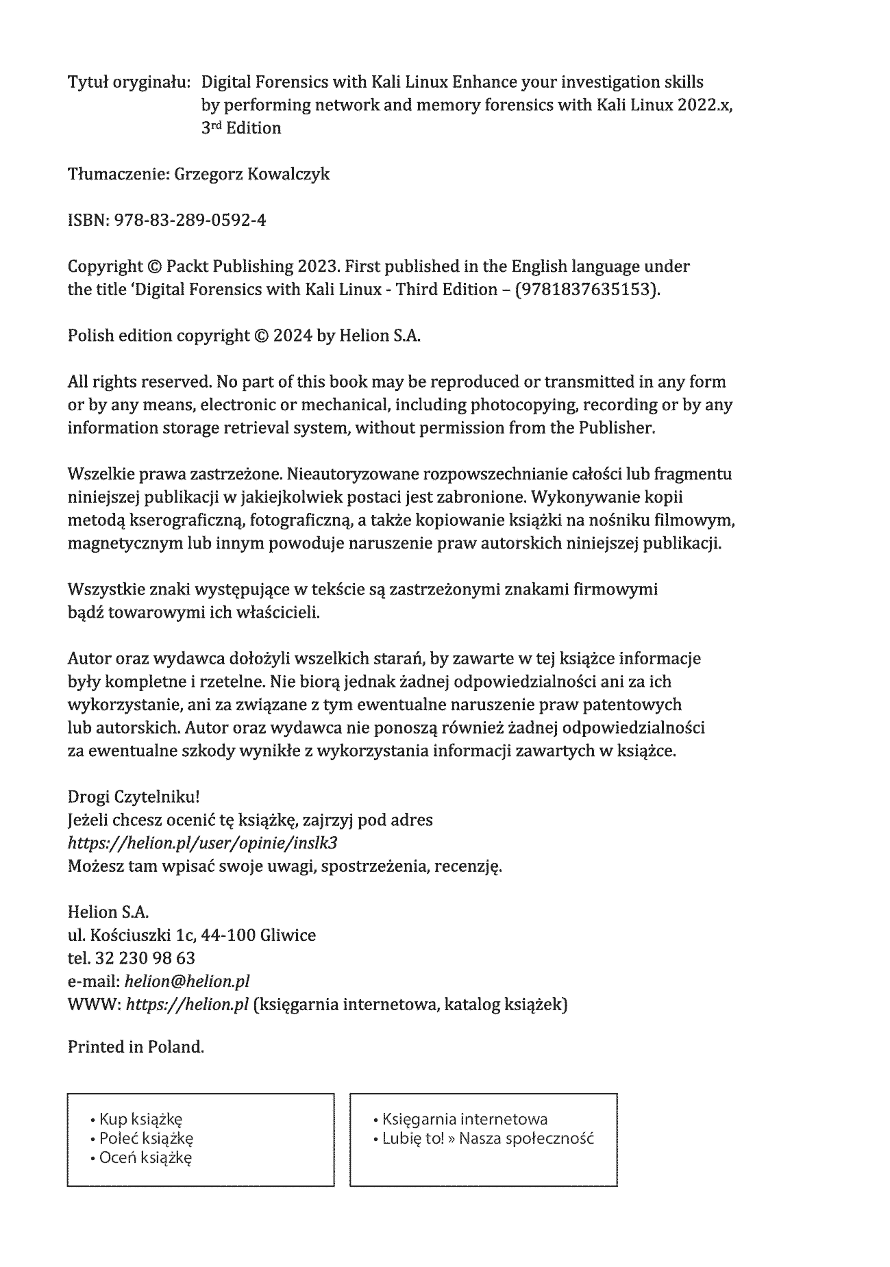 Fragment „Informatyka śledcza i Kali Linux. Przeprowadź analizy nośników pamięci, ruchu sieciowego i zawartości RAM-u za pomocą narzędzi systemu Kali Linux 2022.x. Wydanie III” — strona 2 z 30
