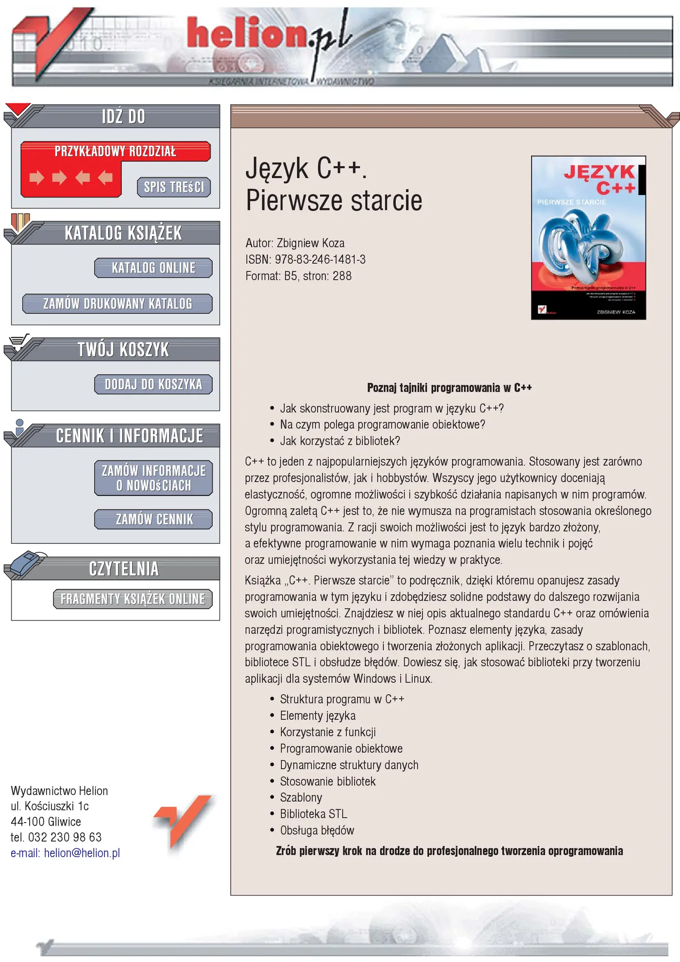 Fragment „Język C++. Pierwsze starcie” — strona 1 z 21