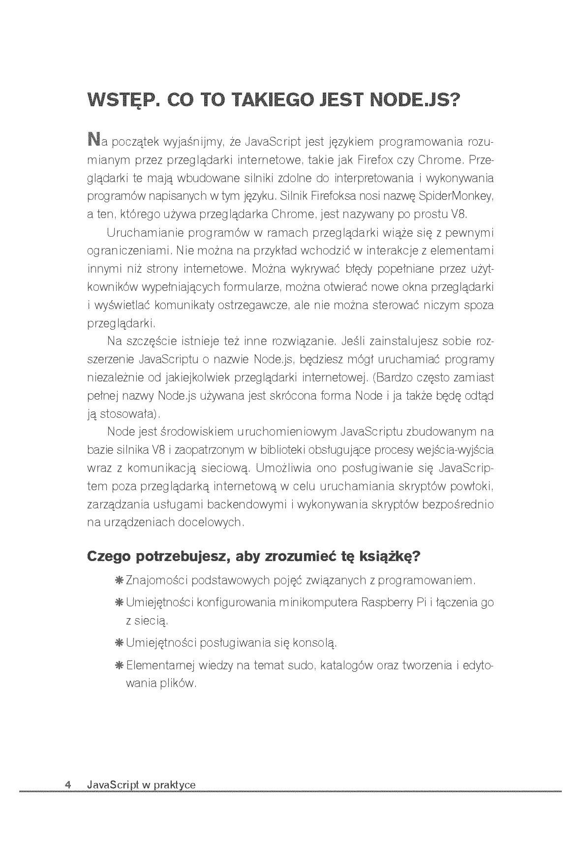 Fragment „JavaScript w praktyce. Stwórz twitterowego bota, system sygnalizacyjny LED i inne projekty z użyciem Node.js i Raspberry Pi” — strona 4 z 6