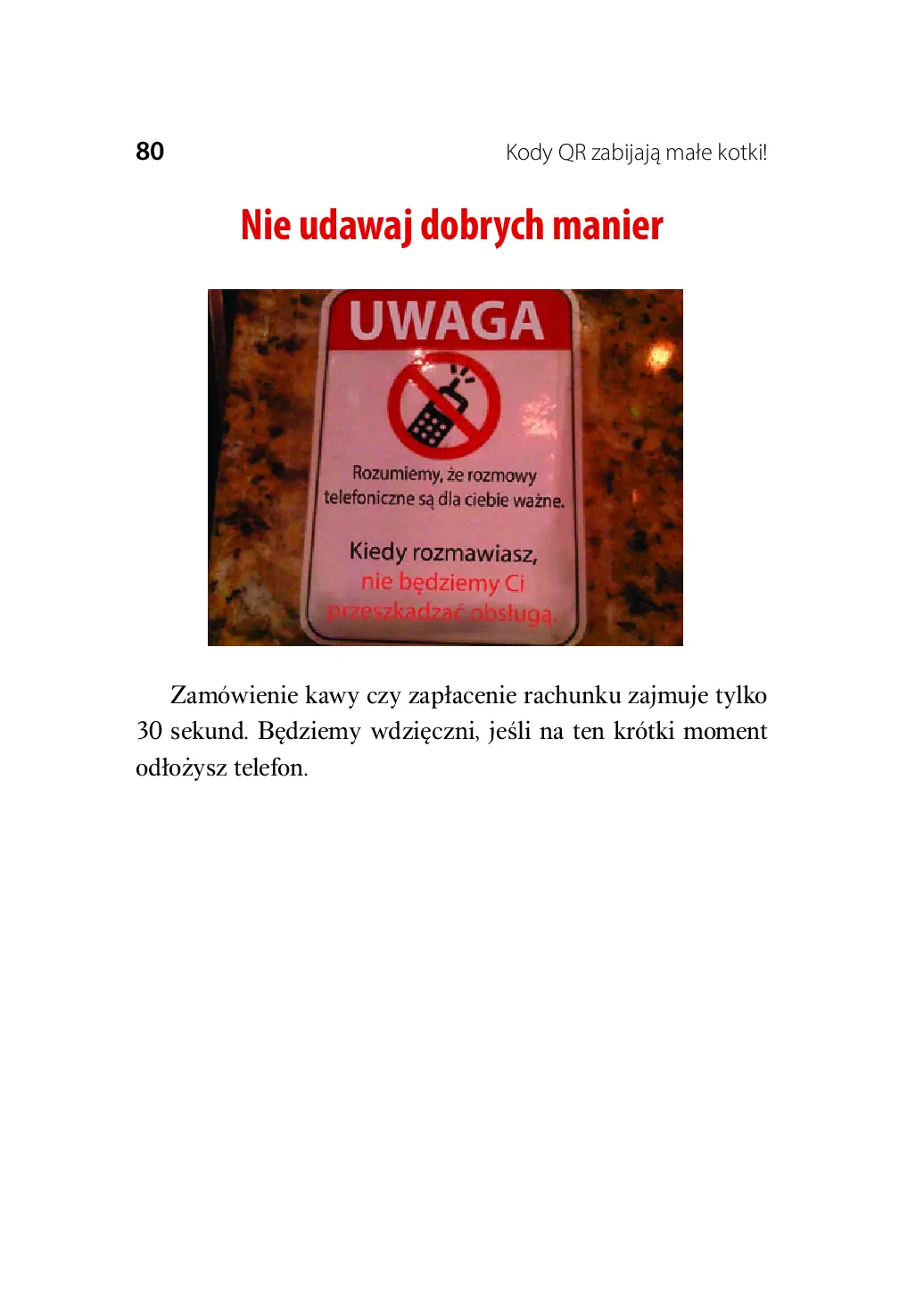Fragment „Kody QR zabijają małe kotki! Jak zrazić klientów, zniechęcić pracowników i podkopać fundamenty swojego biznesu” — strona 30 z 30