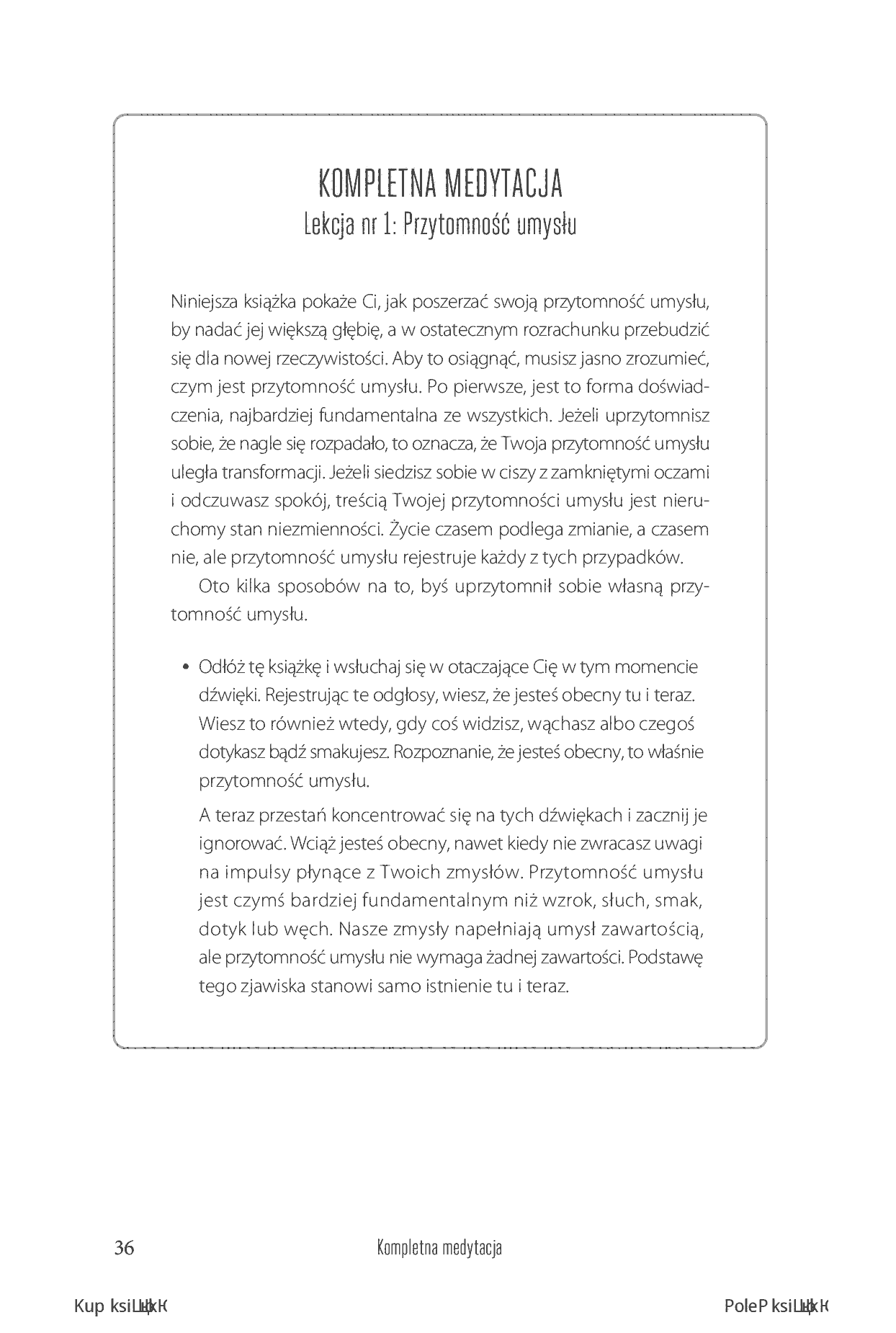 Fragment „Kompletna medytacja. Trening przebudzonego życia” — strona 20 z 30