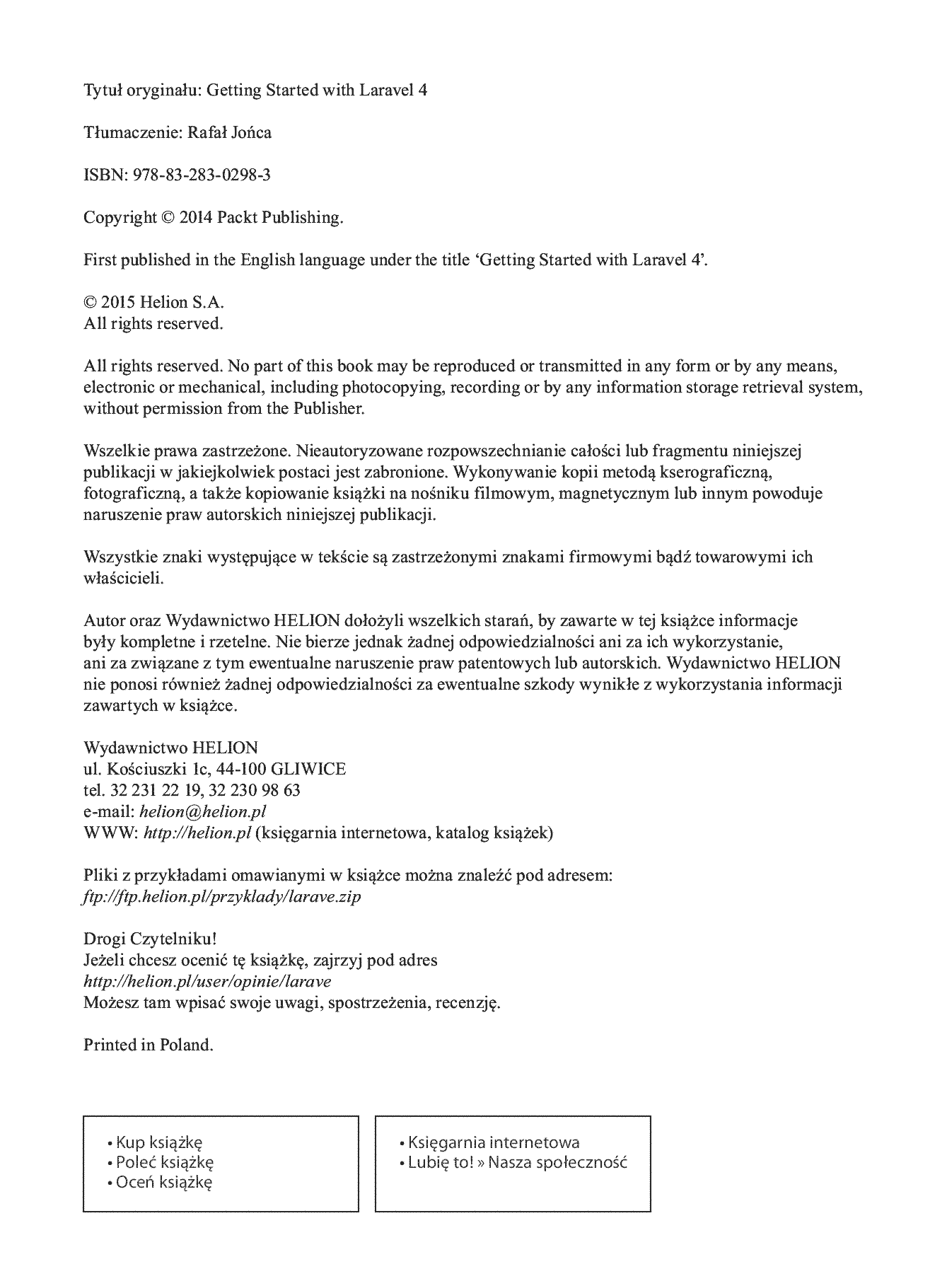 Fragment „Laravel 4. Podstawy tworzenia aplikacji w PHP” — strona 2 z 22