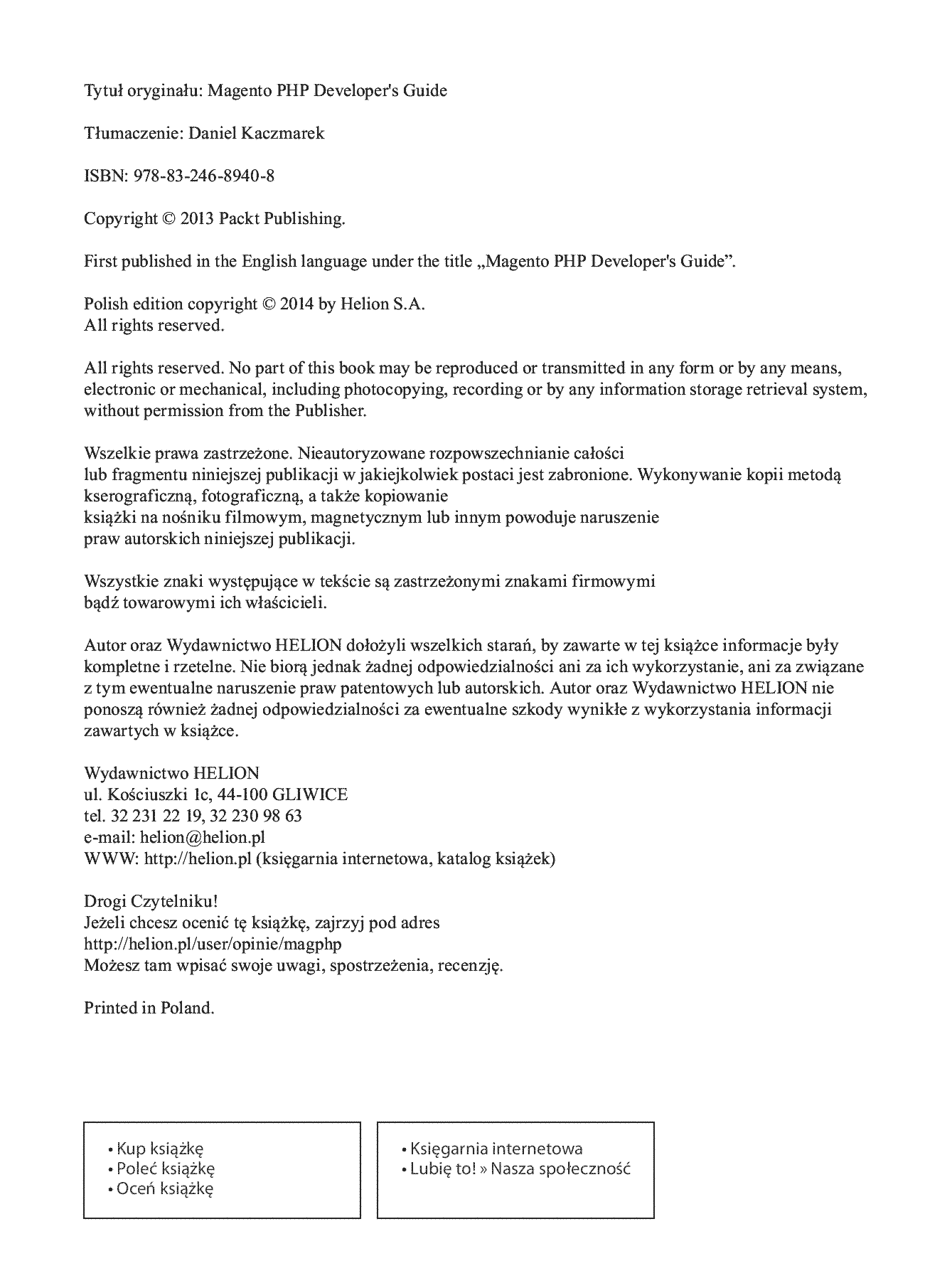 Fragment „Magento. Przewodnik dla programistów PHP” — strona 2 z 30
