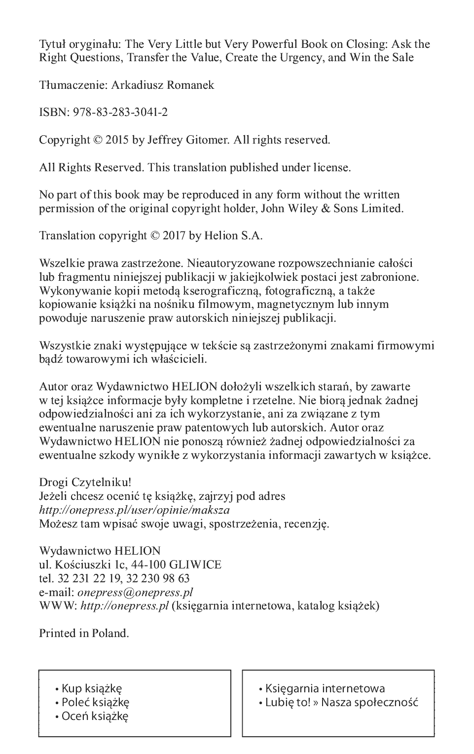 Fragment „Mała księga zamykania sprzedaży. Zbuduj relację, zaproponuj transakcję i dobij targu skutecznie!” — strona 2 z 10