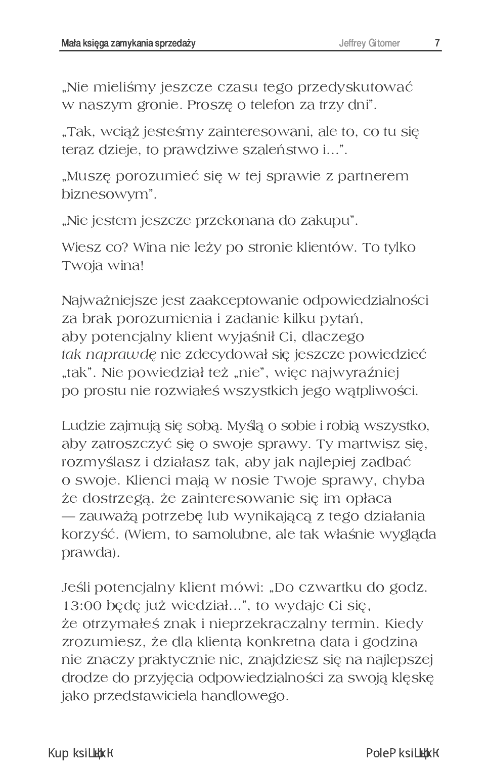Fragment „Mała księga zamykania sprzedaży. Zbuduj relację, zaproponuj transakcję i dobij targu skutecznie!” — strona 5 z 10