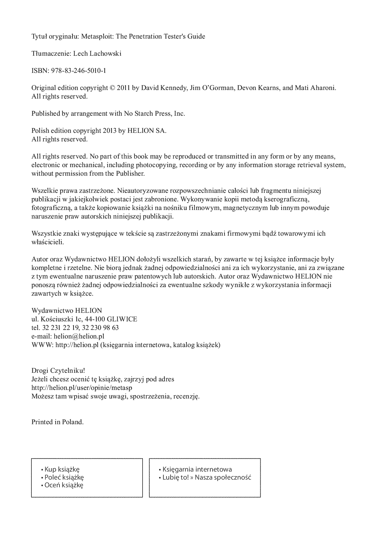 Fragment „Metasploit. Przewodnik po testach penetracyjnych” — strona 2 z 30