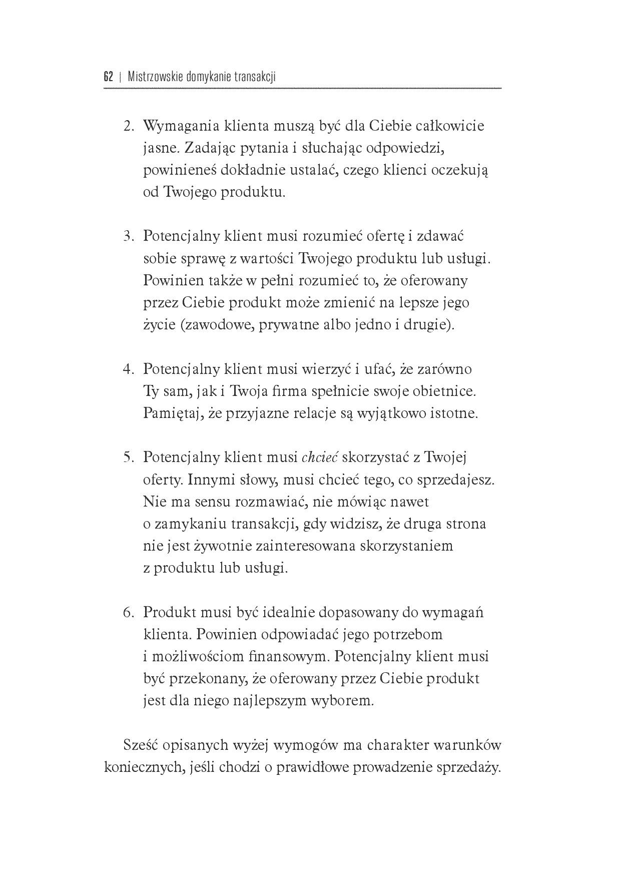 Fragment „Mistrzowskie domykanie transakcji. Klucz do zarabiania pieniędzy w sferze profesjonalnej sprzedaży” — strona 8 z 30