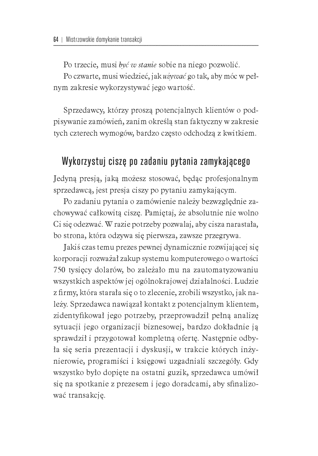 Fragment „Mistrzowskie domykanie transakcji. Klucz do zarabiania pieniędzy w sferze profesjonalnej sprzedaży” — strona 10 z 30