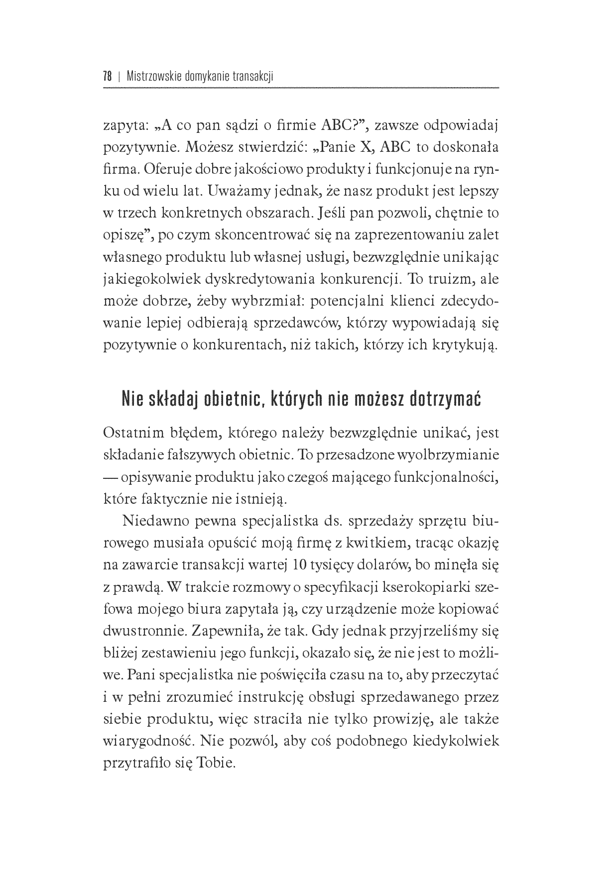Fragment „Mistrzowskie domykanie transakcji. Klucz do zarabiania pieniędzy w sferze profesjonalnej sprzedaży” — strona 24 z 30