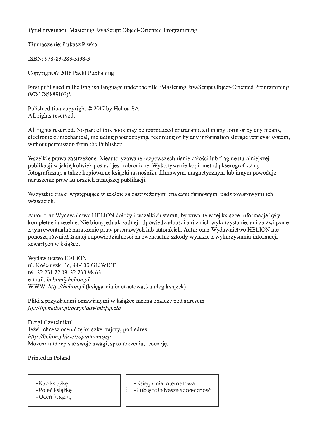Fragment „Mistrzowski JavaScript. Programowanie zorientowane obiektowo” — strona 2 z 30